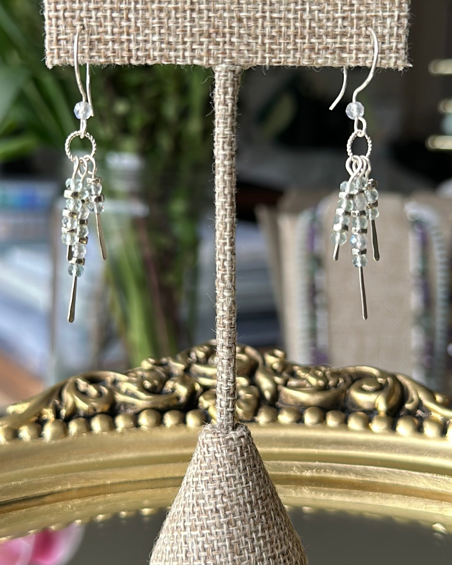 White Pine Frost | Dangle Fringe Earrings | Fluorite | Sterling Silver