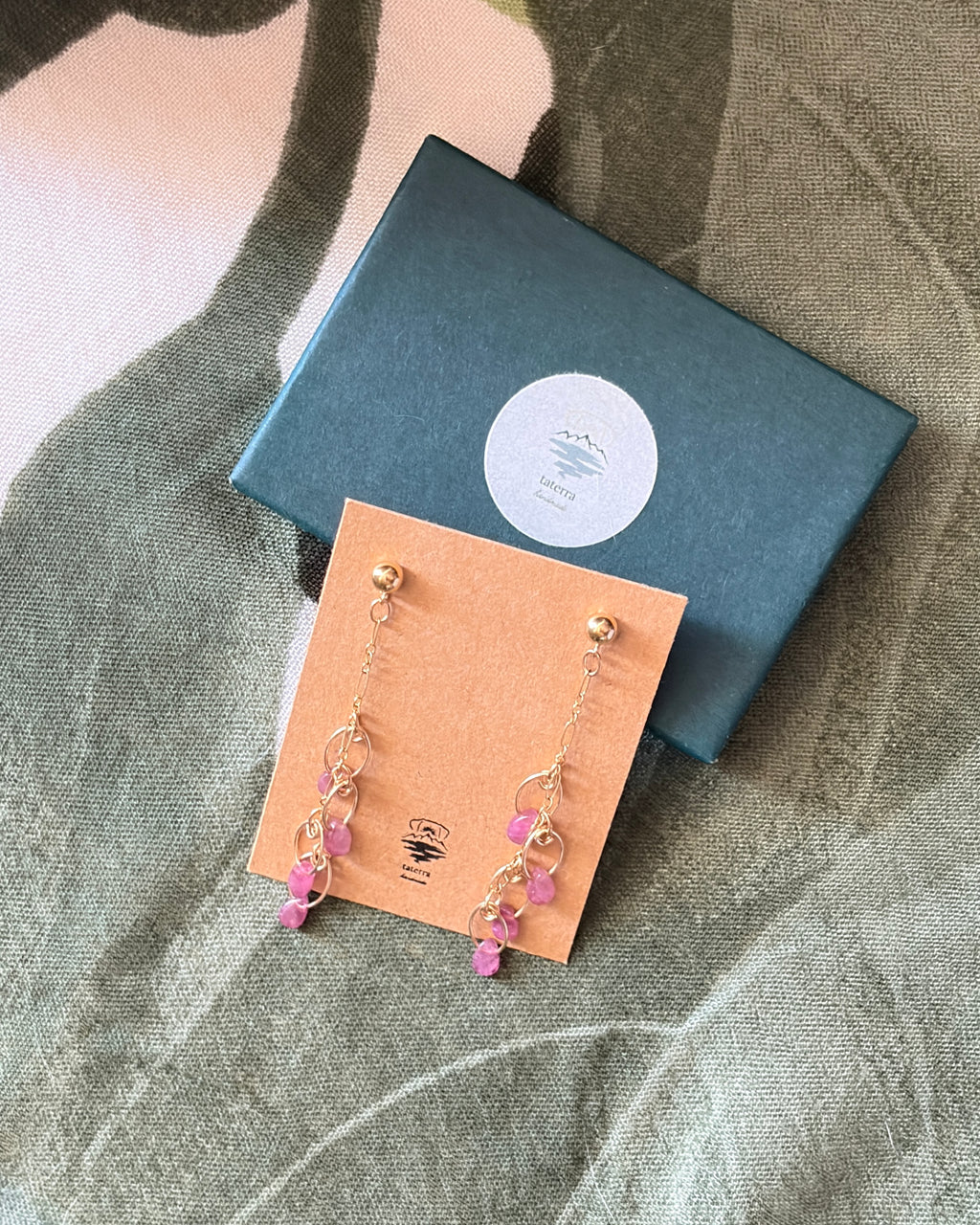 Rose Petals | Dangle Post Earrings | Pink Tourmaline | 14k Gold-Filled
