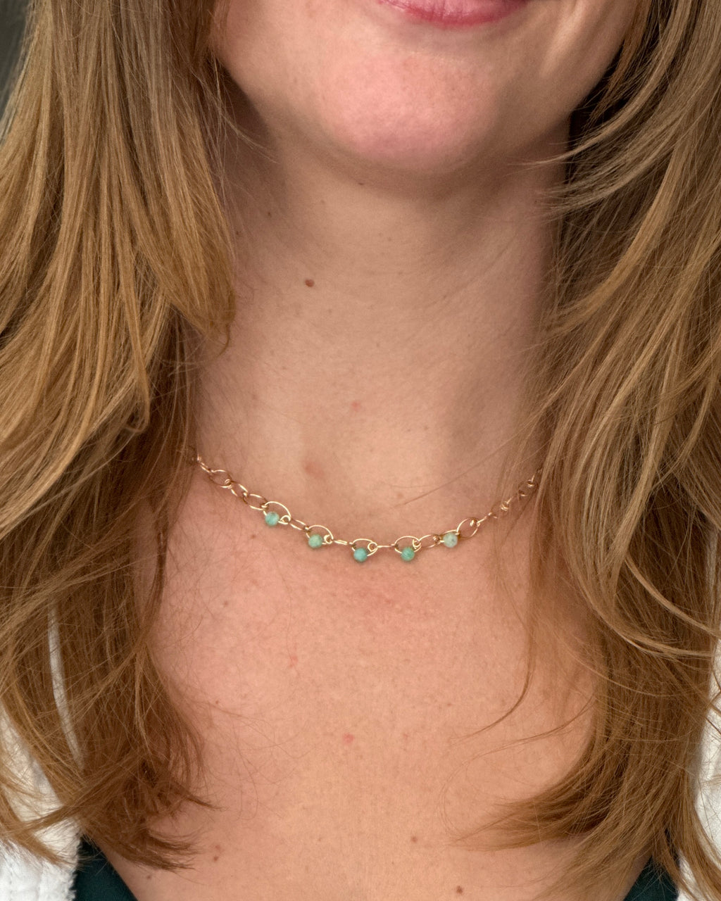 Clarity | Handmade Chain Necklace | Brazil Amazonite | 14k Gold-Filled