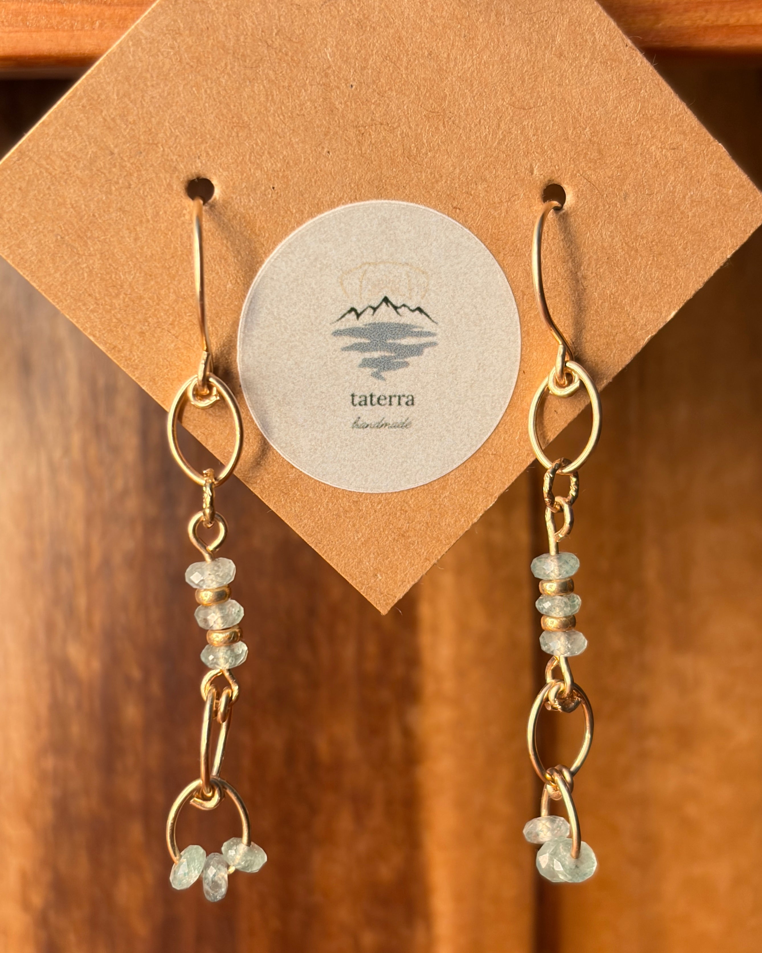 Dewy Grass | Dangle Earrings | Green Strawberry Quartz| 14k Gold-Filled