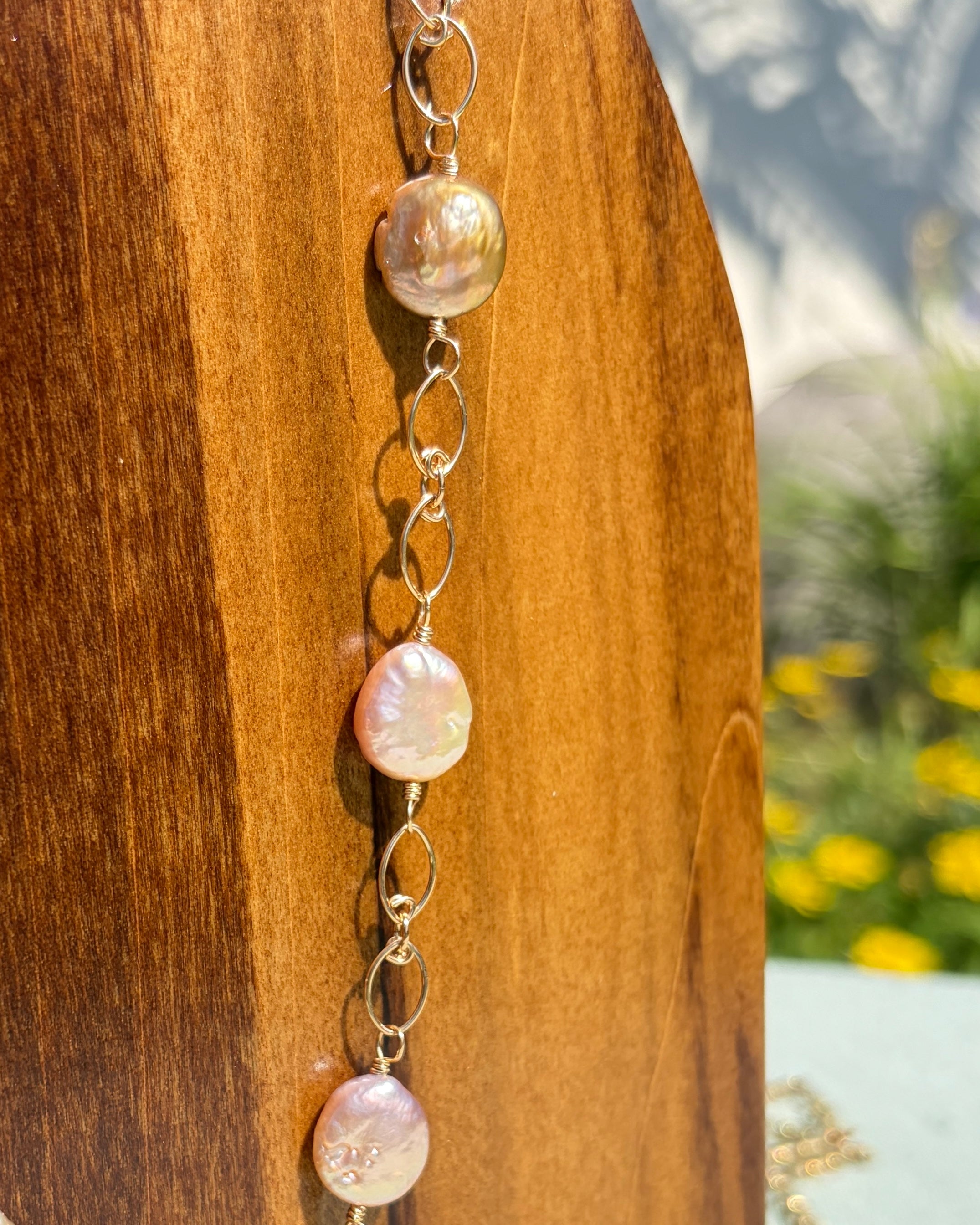 Intuition | Handmade Chain Necklace | Petal Pink Freshwater Coin Pearl | 14k Gold-Filled