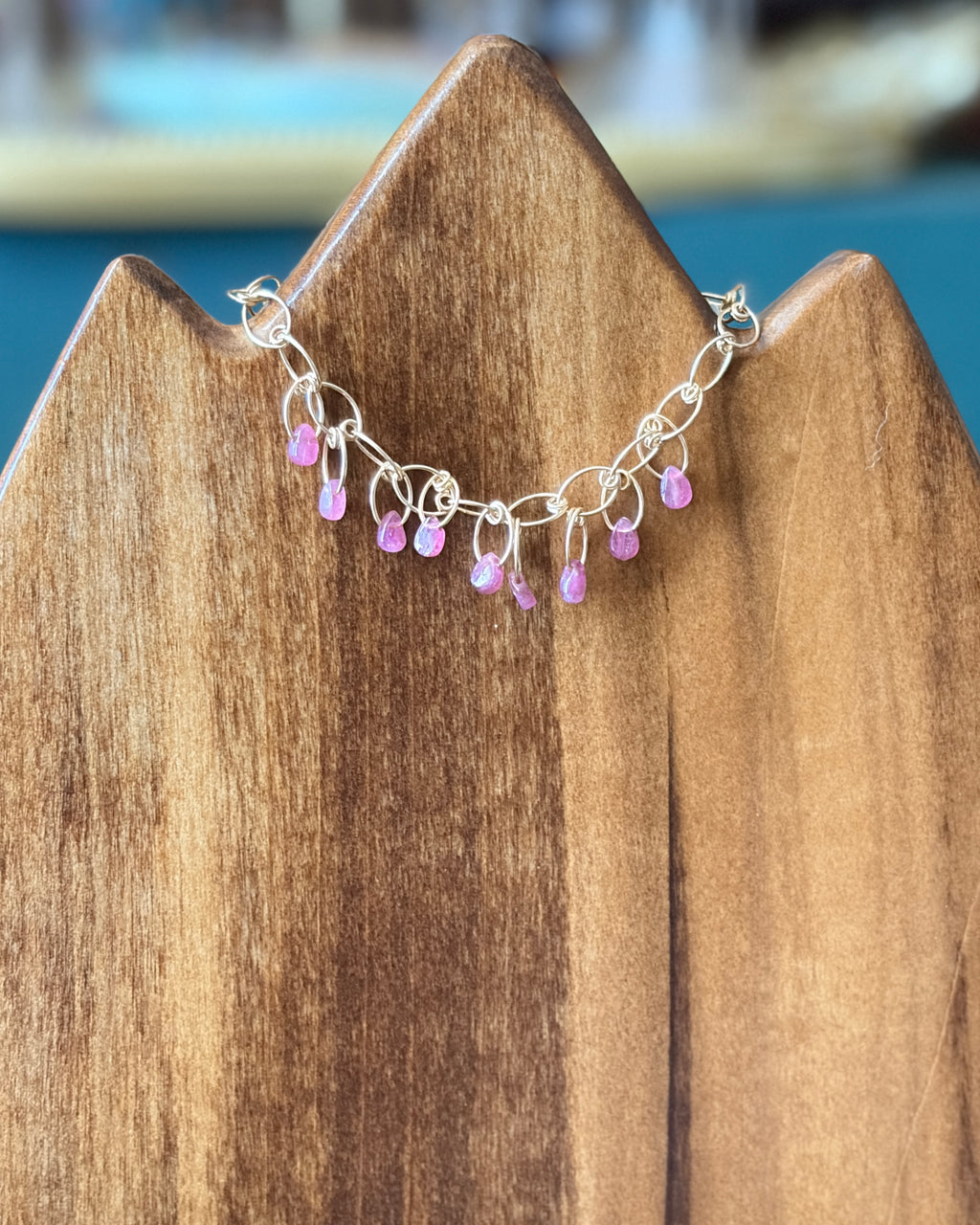 Happy Tears | Handmade Chain Bracelet | Pink Tourmaline | 14k Gold Filled