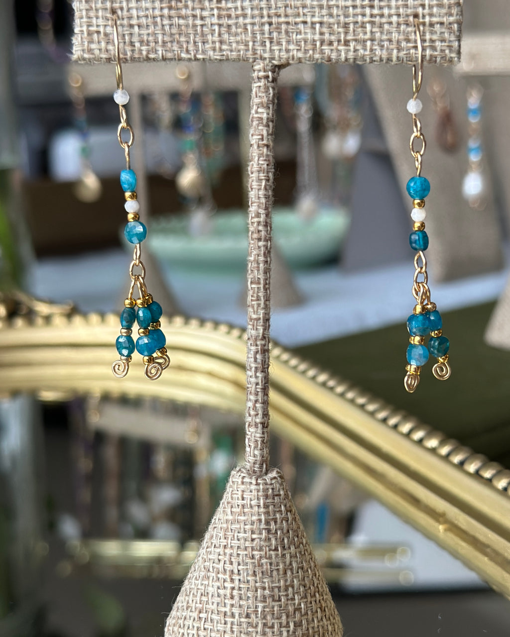 Ocean Drift | Dangle Earrings | Pacific Blue Apatite & Moonstone | 14k Gold-Filled