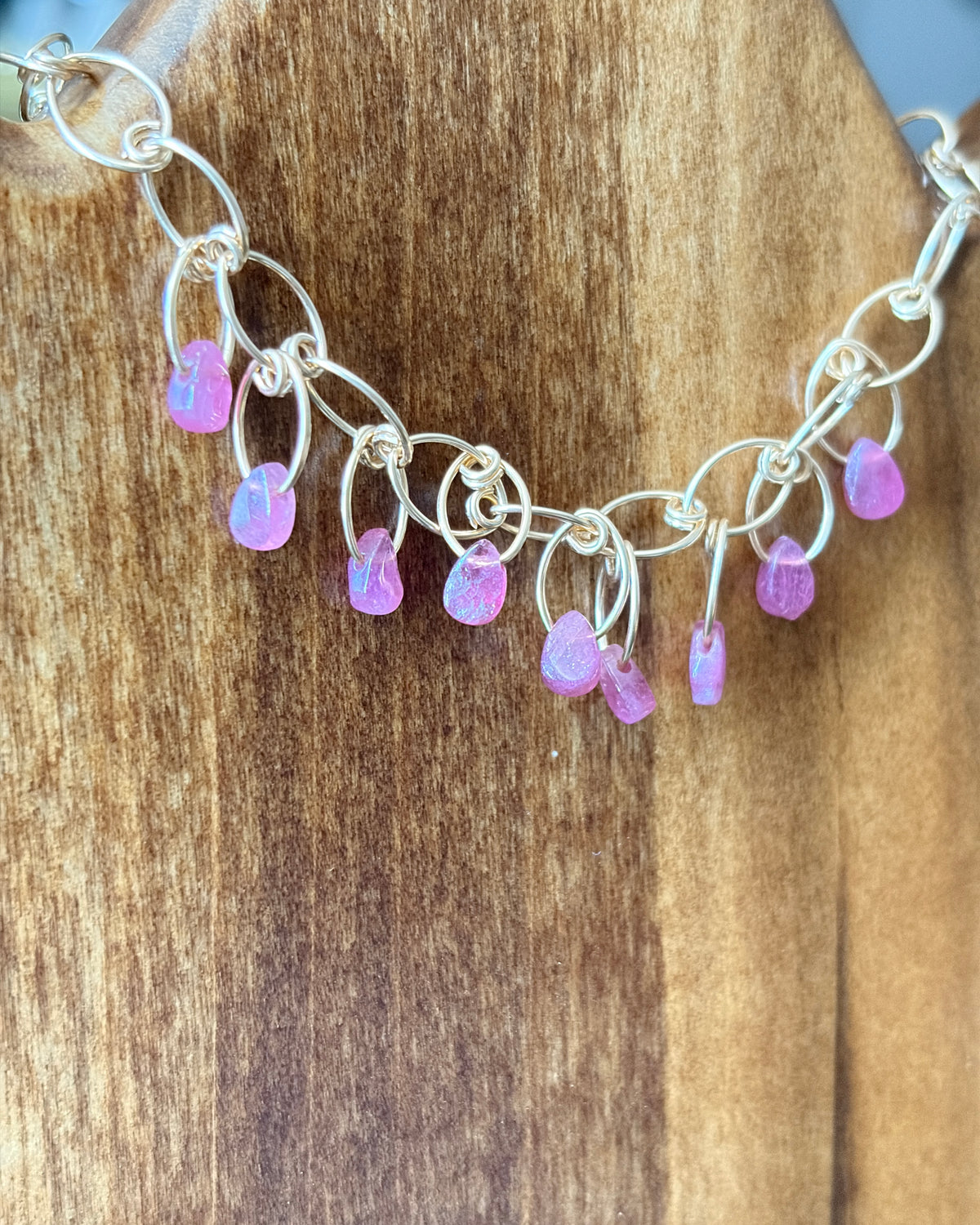 Happy Tears | Handmade Chain Bracelet | Pink Tourmaline | 14k Gold Filled