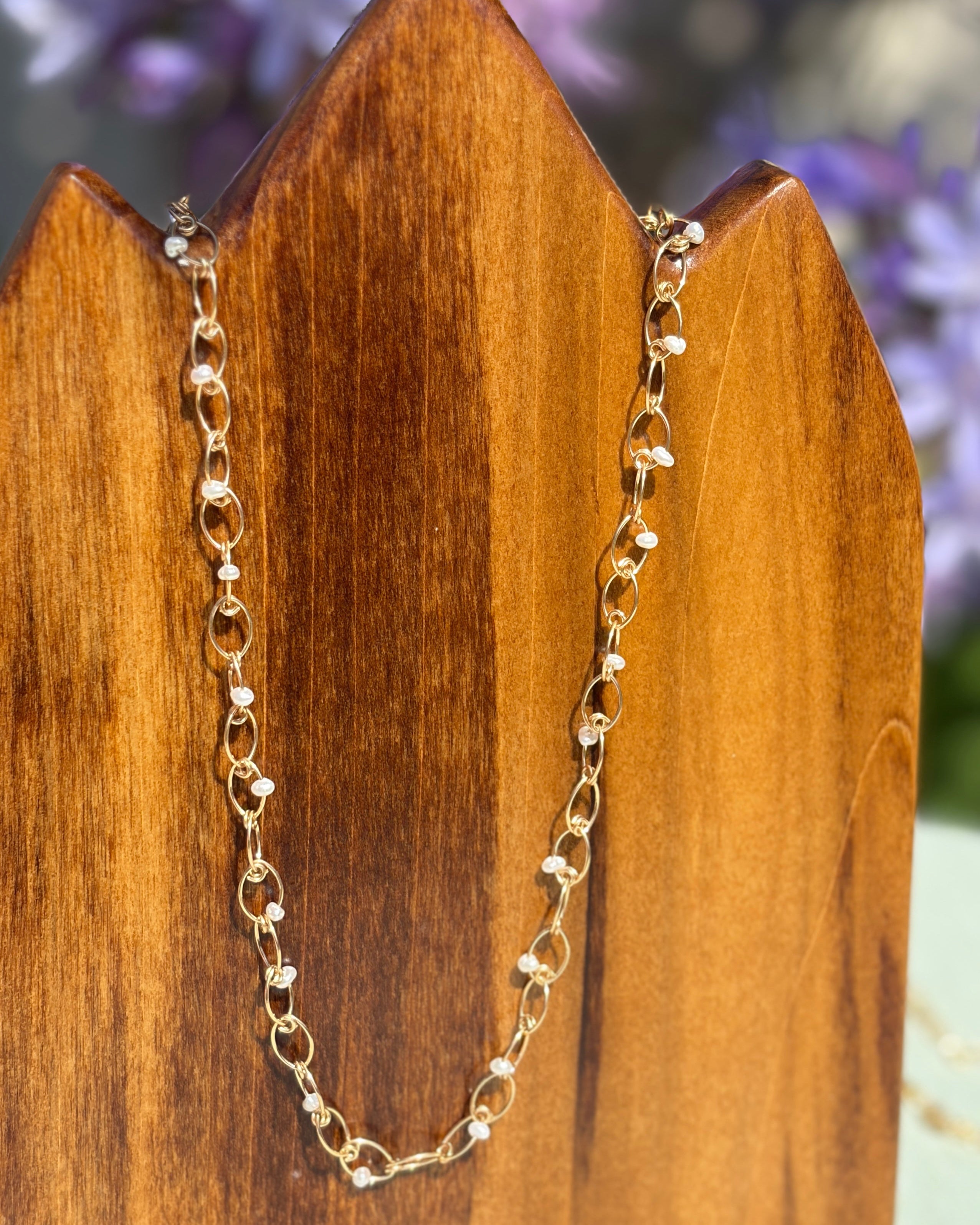 Grace | Handmade Chain Necklace | Freshwater Pearl | 14k Gold-Filled