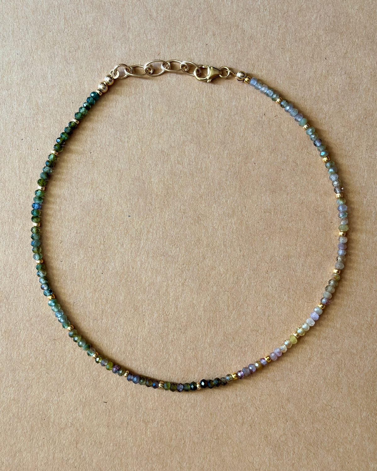 Grounded Earth | Beaded Gemstone Anklet | Assorted Tourmaline | 14k Gold-Filled