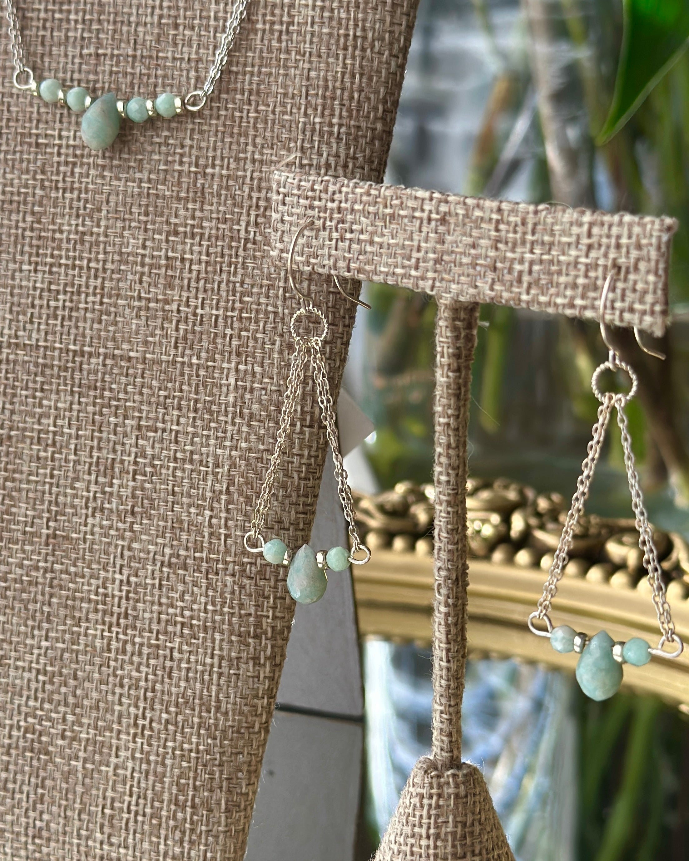 Amazon Rain | Teardrop Focal Chain Necklace | Brazilian Amazonite | Sterling Silver