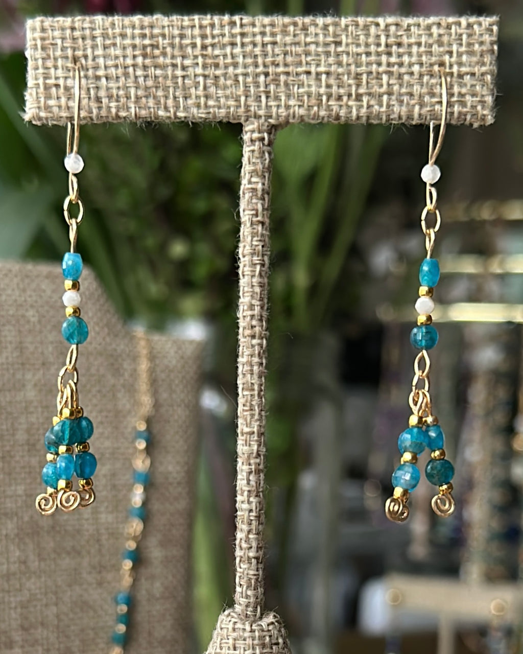 Ocean Drift | Dangle Earrings | Pacific Blue Apatite & Moonstone | 14k Gold-Filled