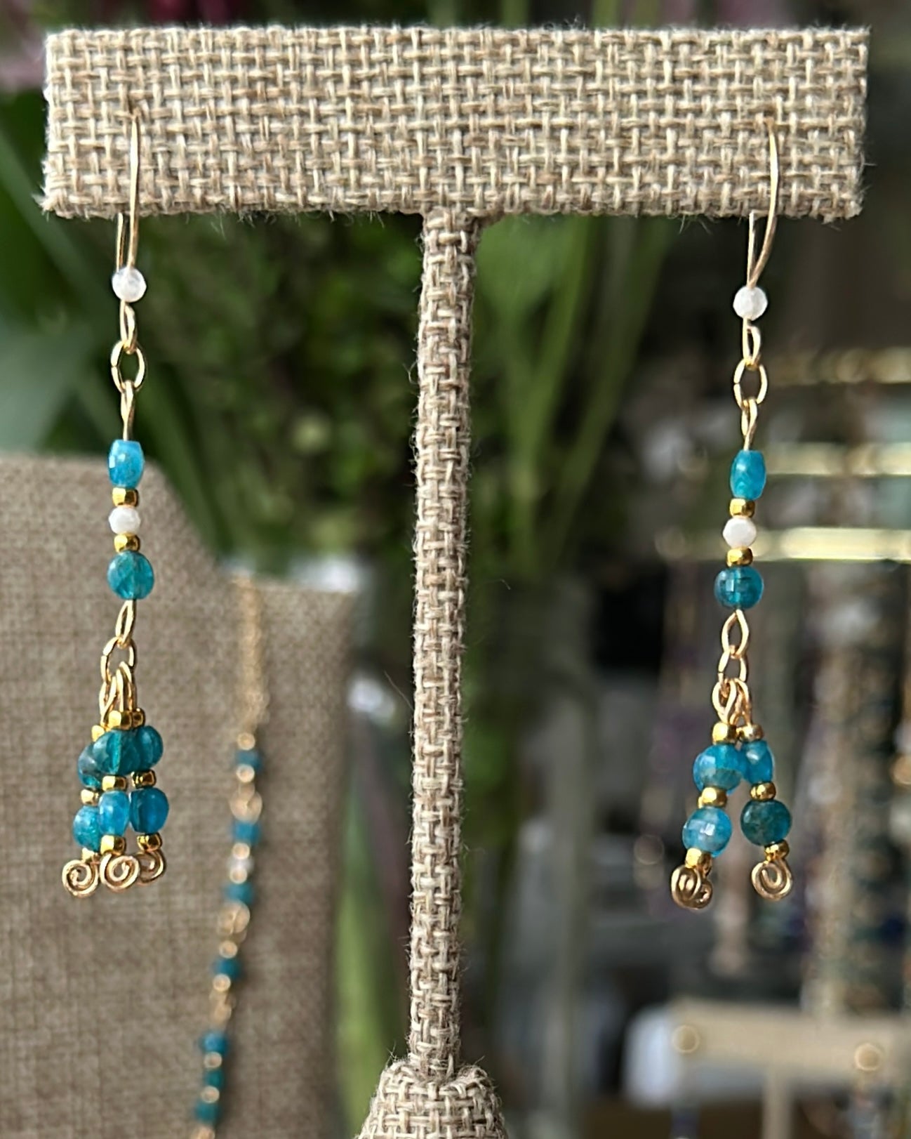 Ocean Drift | Dangle Earrings | Pacific Blue Apatite & Moonstone | 14k Gold-Filled
