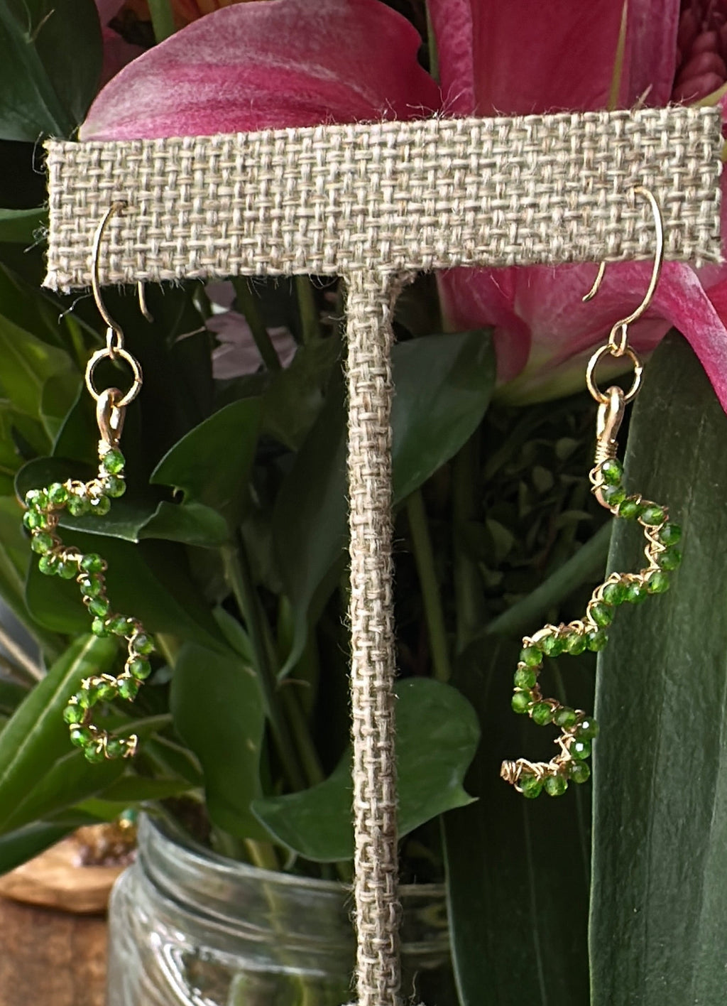 Ivy Garter | Wire Wrapped Abstract Earrings | Chrome Diopside | 14k Gold-Filled