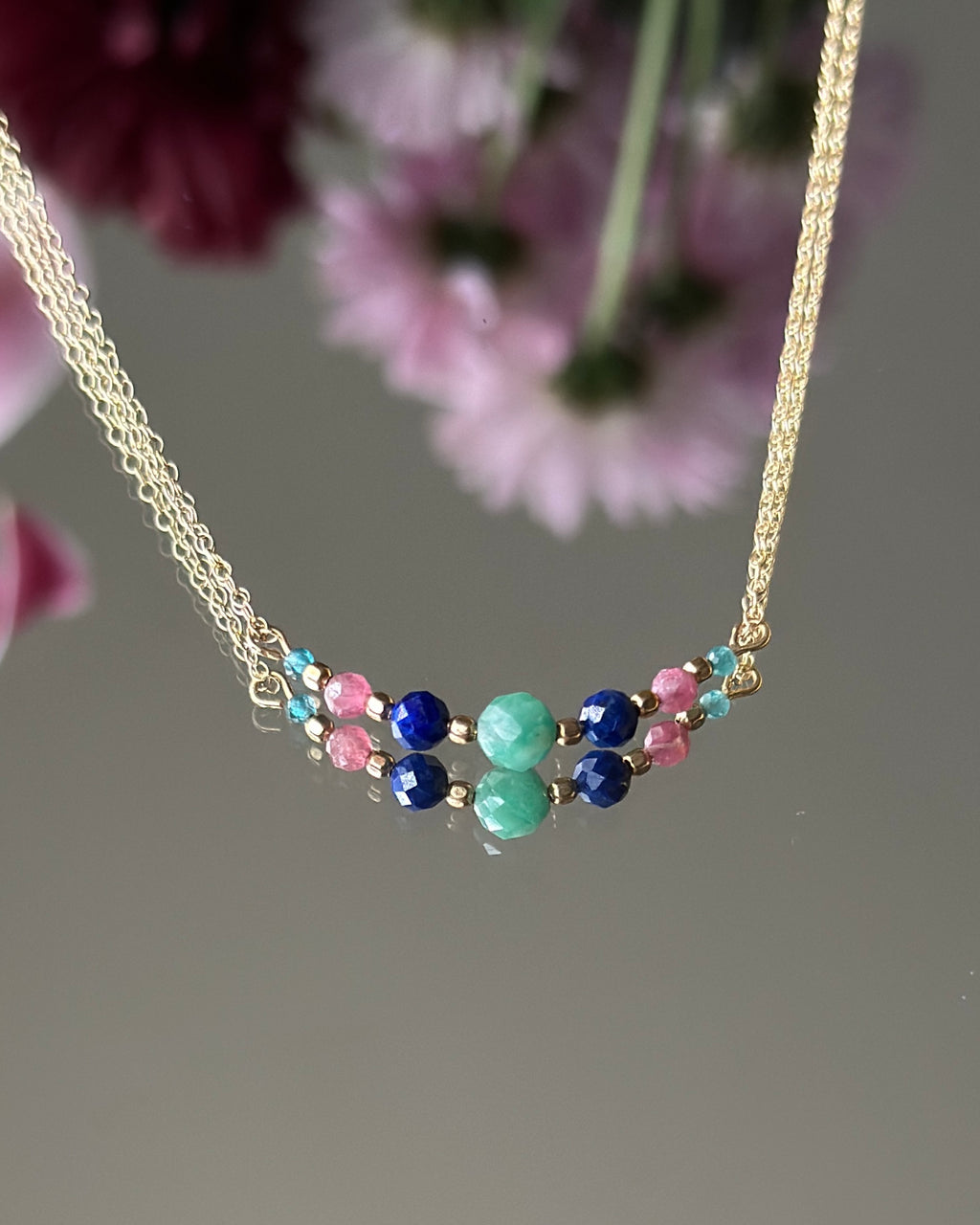 Anchors Away | Gemstone Focal Chain Necklace | Emerald, Lapis, Ruby, Apatite | 14k Gold-Filled