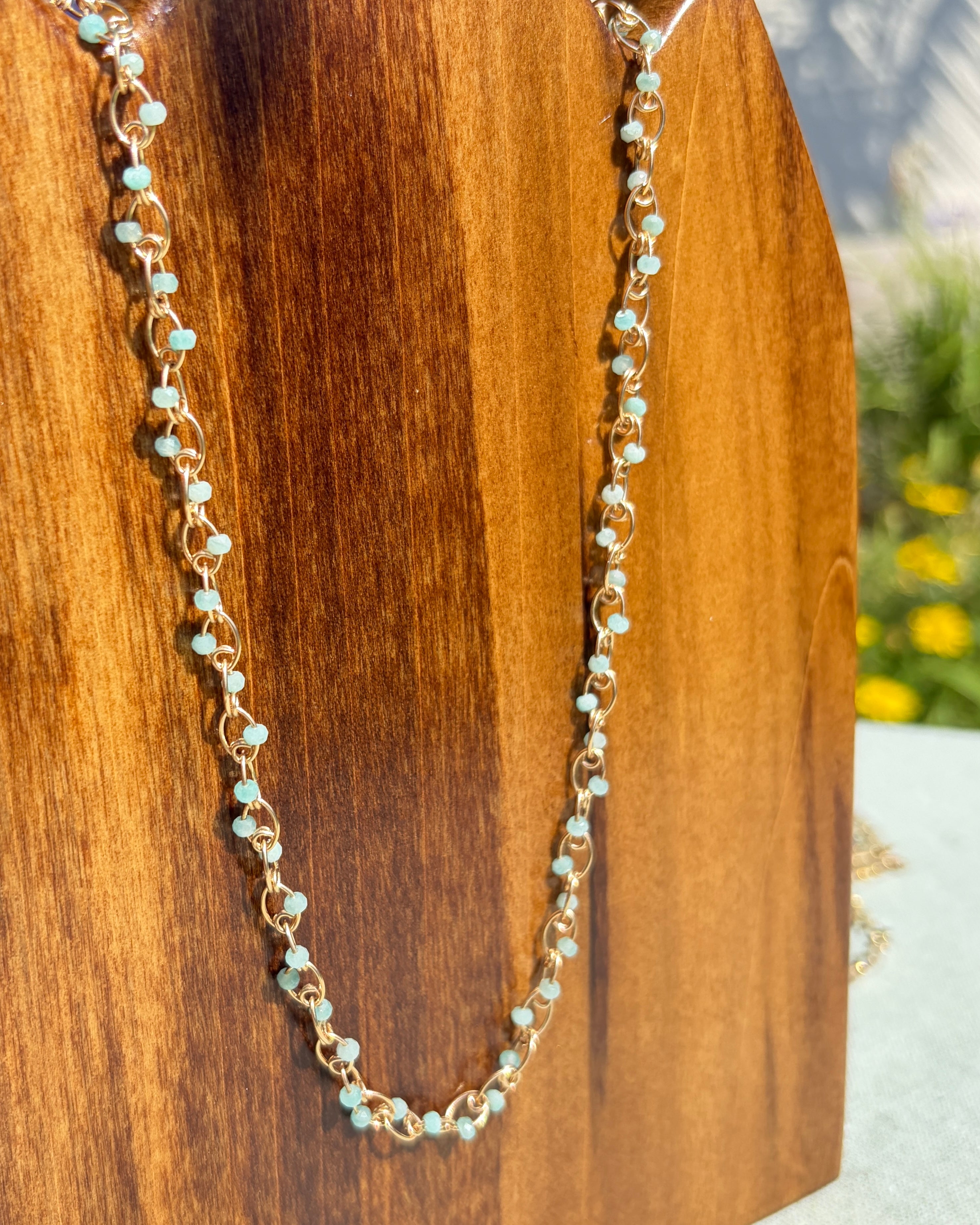 Courage | Handmade Chain Necklace | Peruvian Amazonite | 14k Gold-Filled