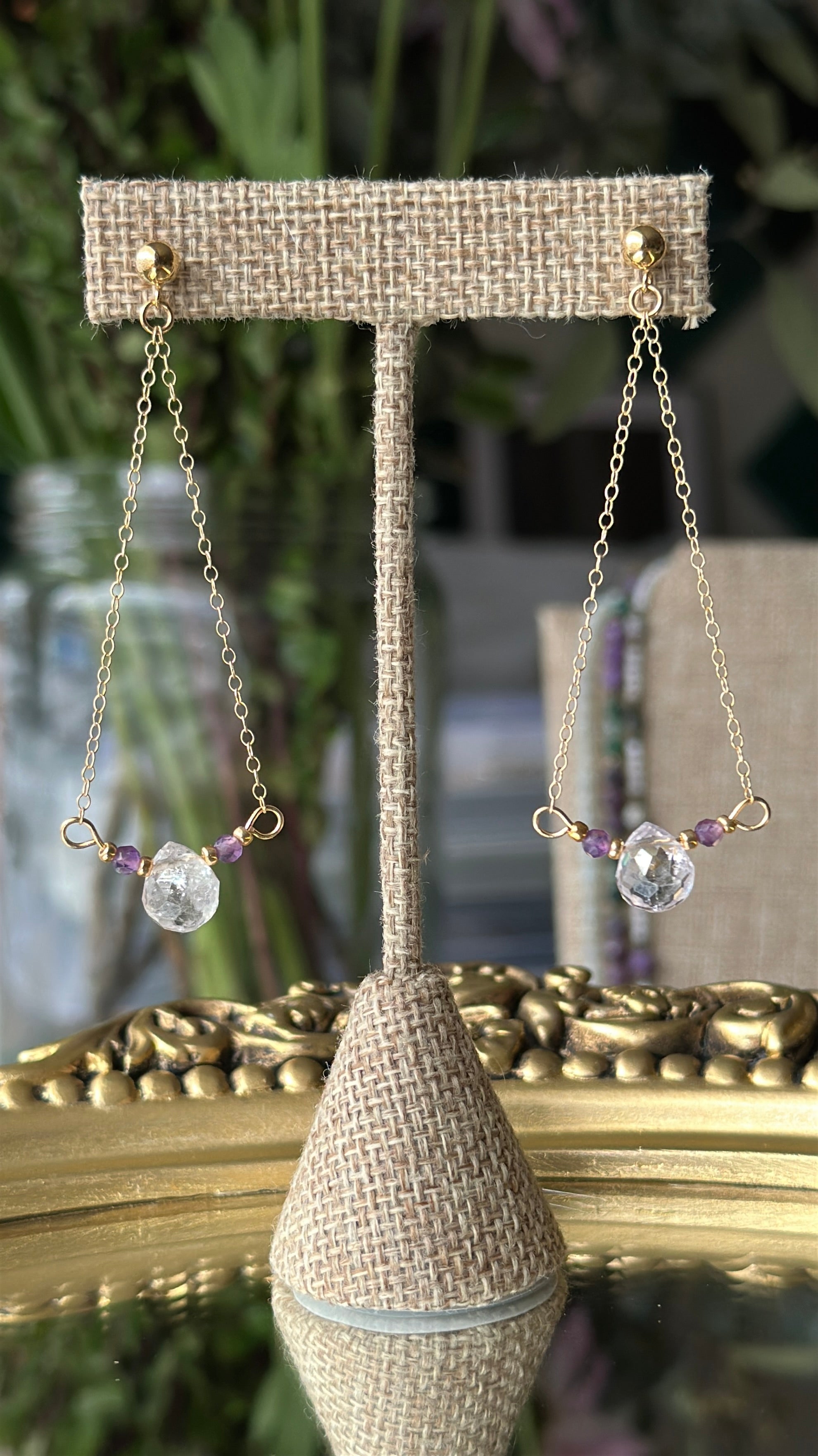 Lavender Rain | Drop Chain Post Earrings | Lavender Amethyst | 14k Gold-Filled