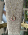 Double Bubble | Wire Wrapped Pendant Dainty Chain Necklace | Strawberry Quartz | 14k Gold-Filled