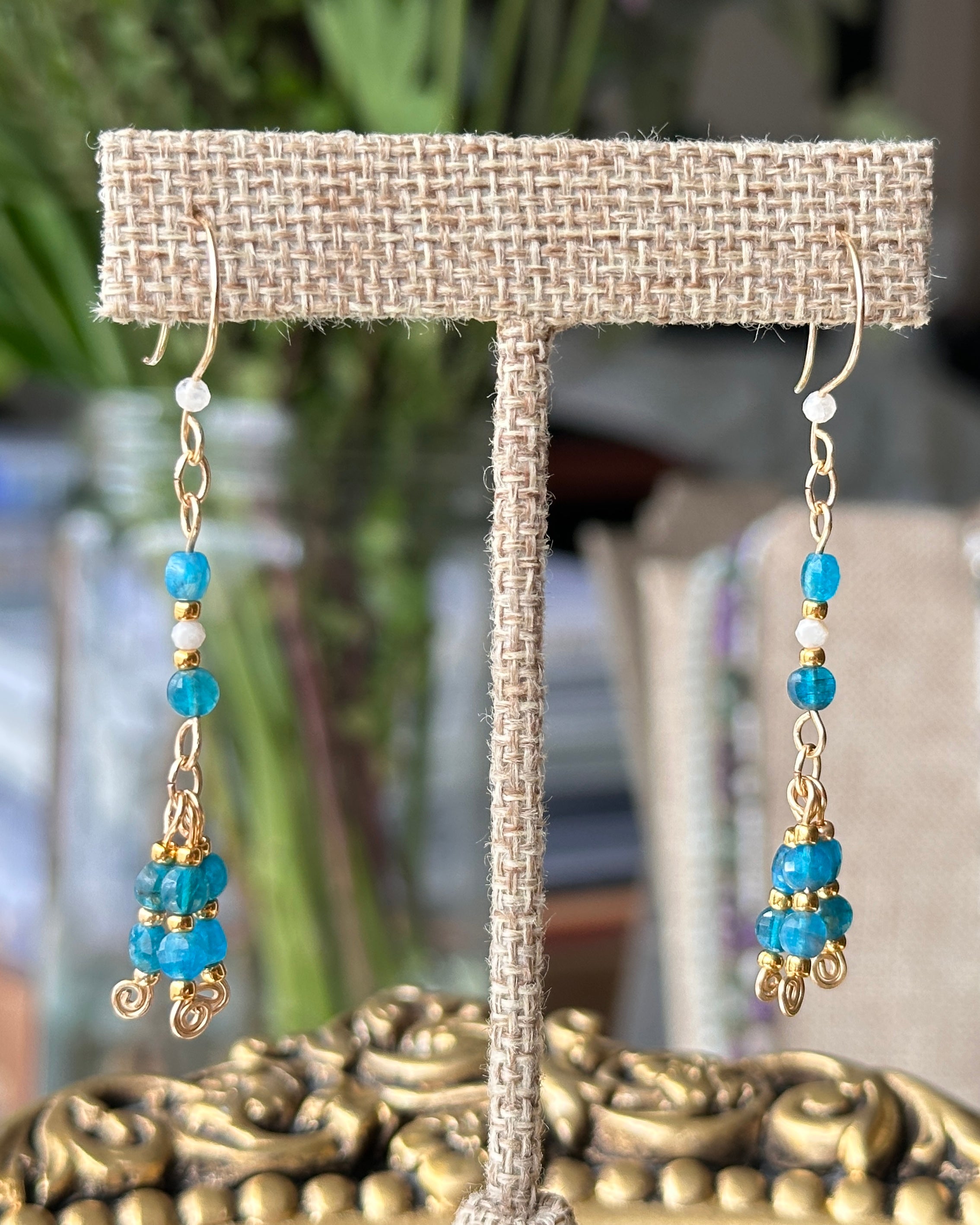 Ocean Drift | Dangle Earrings | Pacific Blue Apatite & Moonstone | 14k Gold-Filled