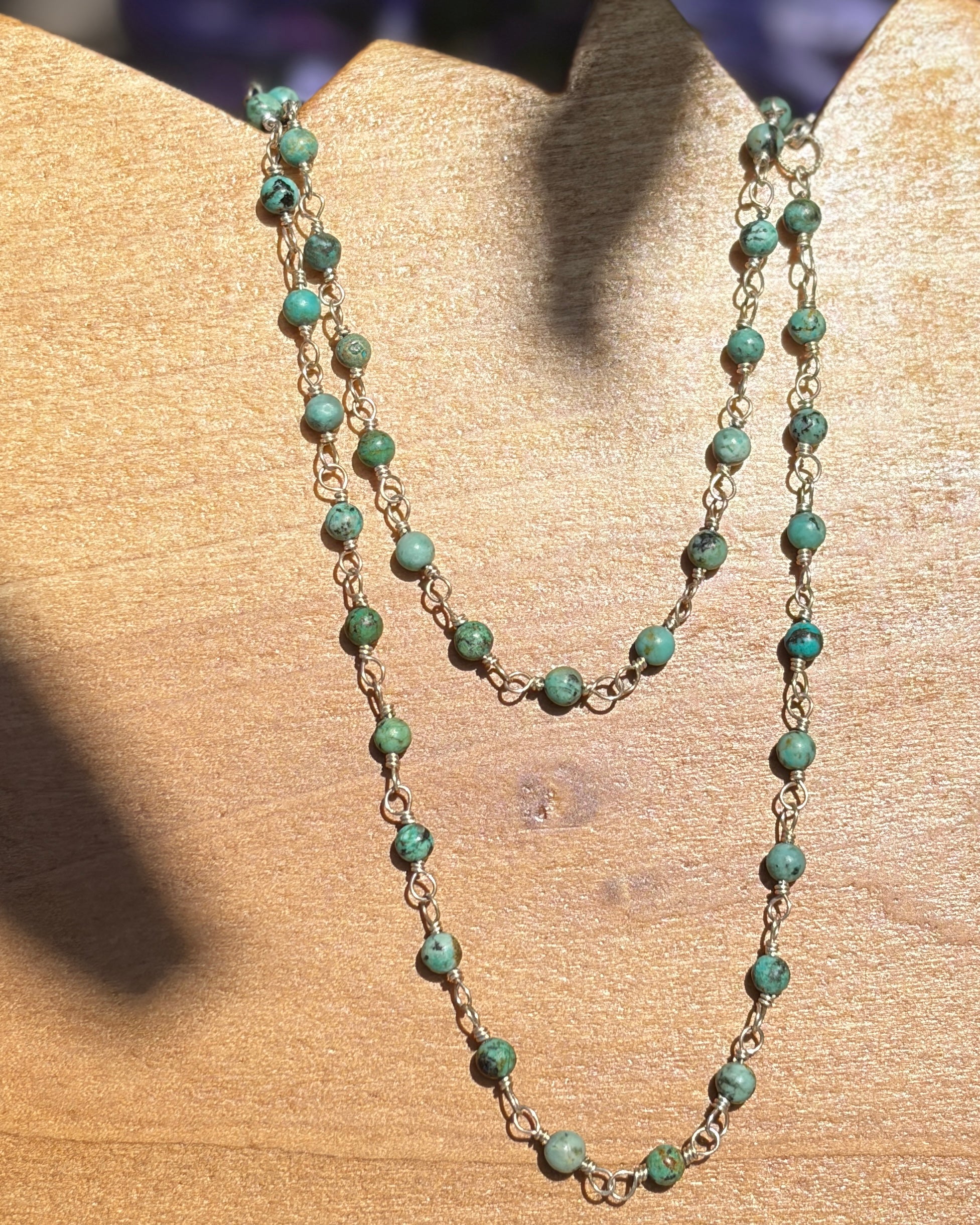 Silver Lake | Rosary Style Convertible Necklace | African Turquoise | Sterling Silver