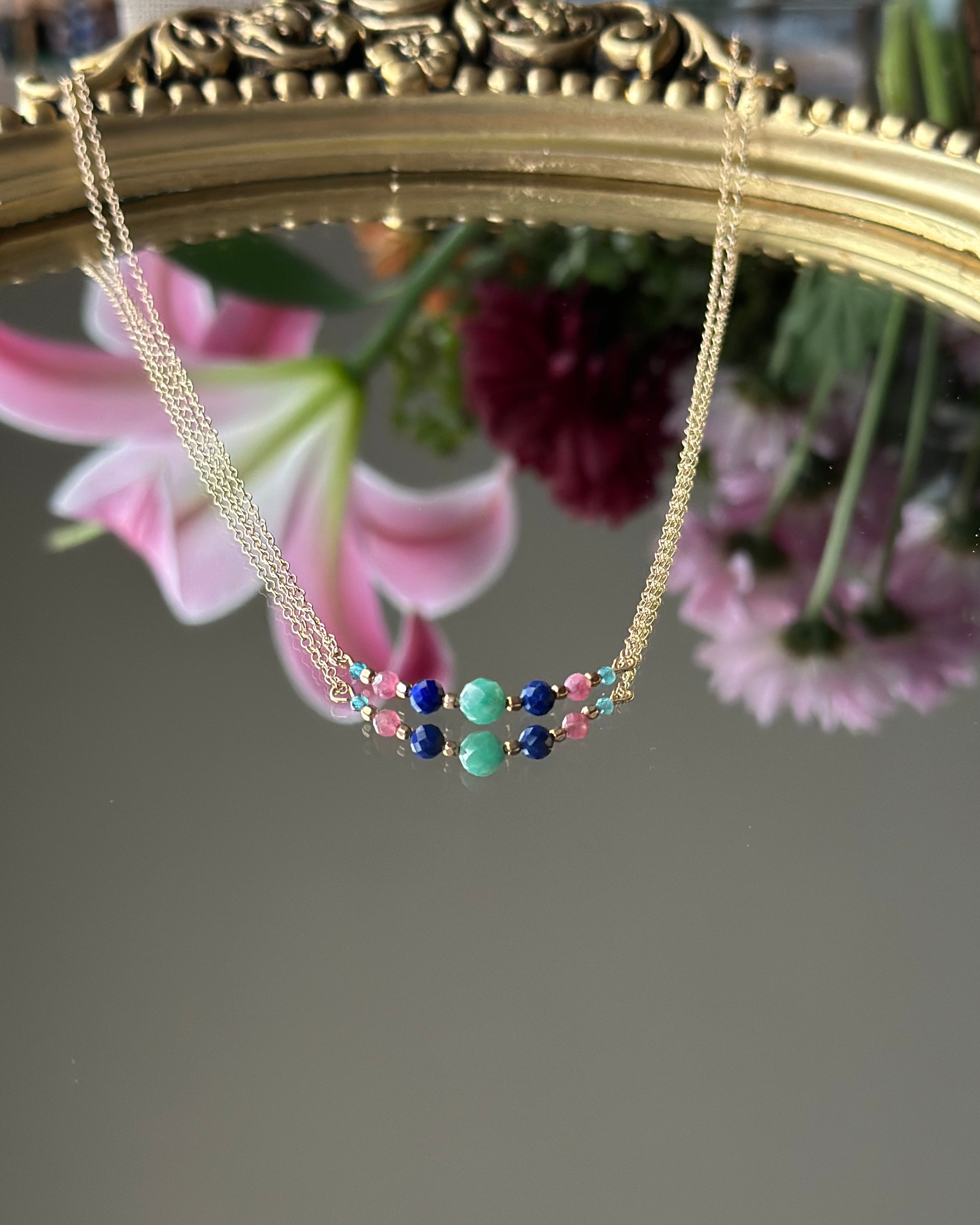 Anchors Away | Gemstone Focal Chain Necklace | Emerald, Lapis, Ruby, Apatite | 14k Gold-Filled