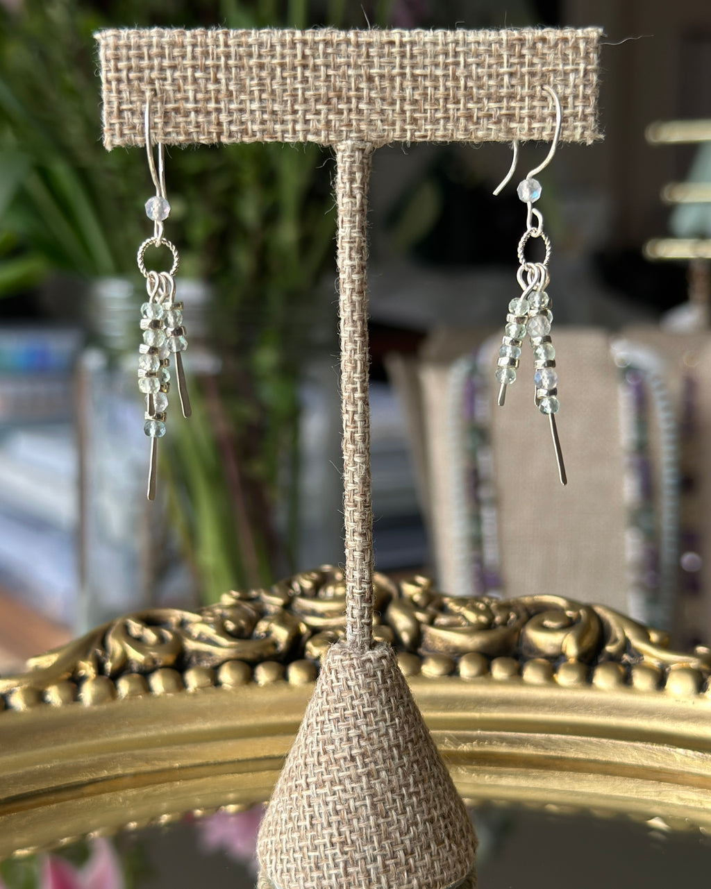 White Pine Frost | Dangle Fringe Earrings | Fluorite | Sterling Silver