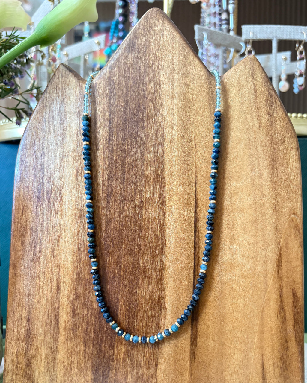 Forest Lush | Beaded Gemstone Necklace | Blue/Green Tourmaline & Quartz | 14k Gold-Filled