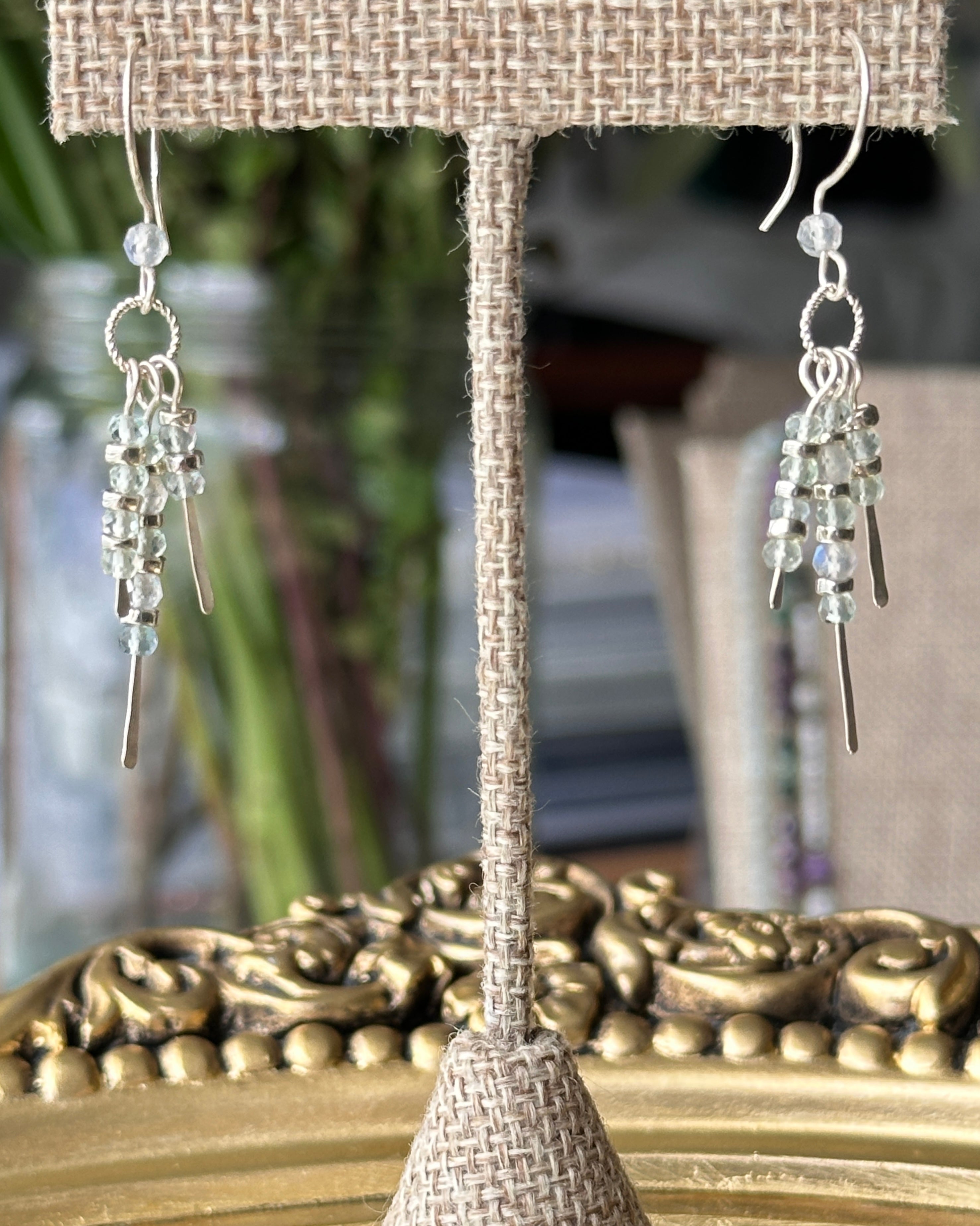 White Pine Frost | Dangle Fringe Earrings | Fluorite | Sterling Silver