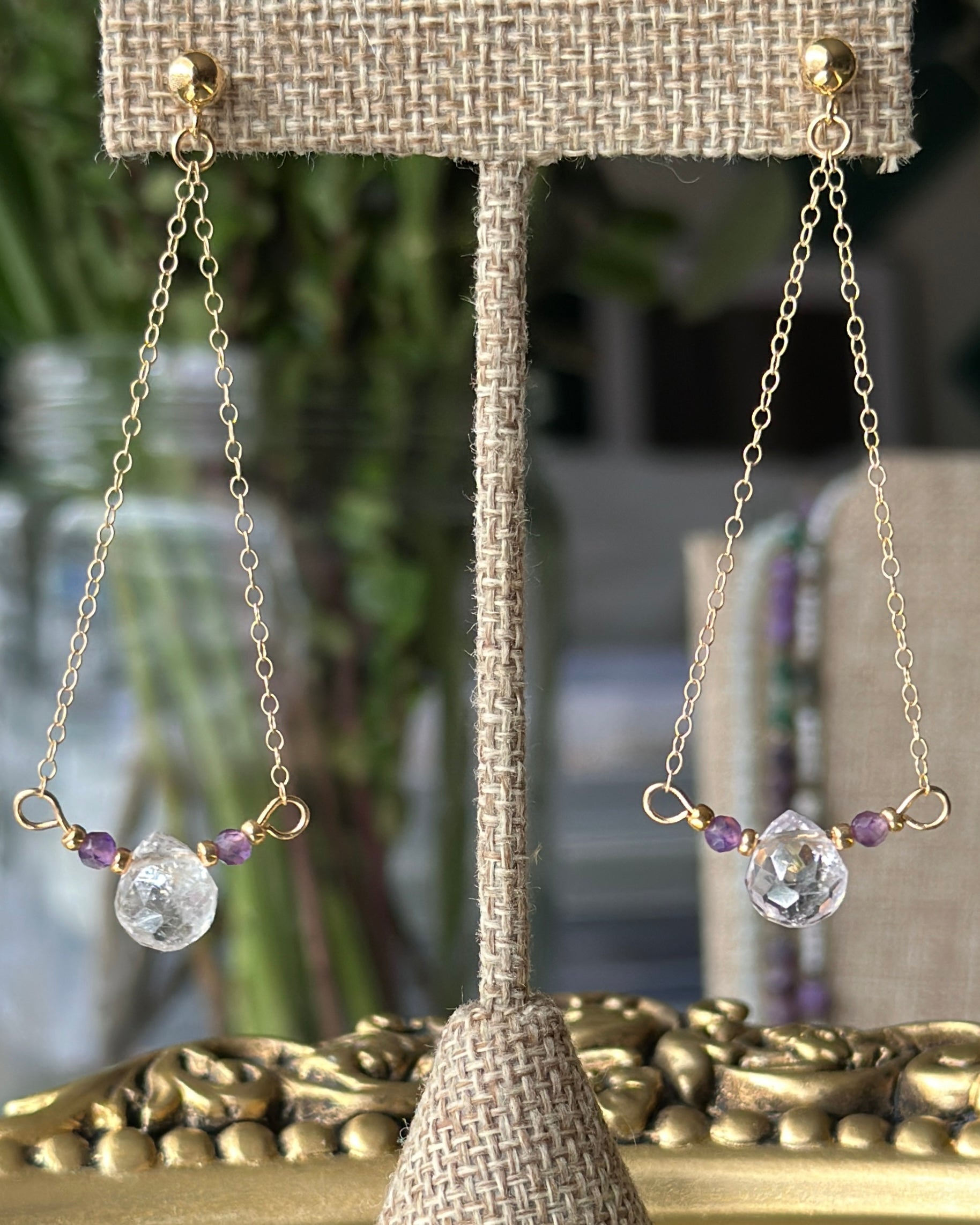 Lavender Rain | Drop Chain Post Earrings | Lavender Amethyst | 14k Gold-Filled
