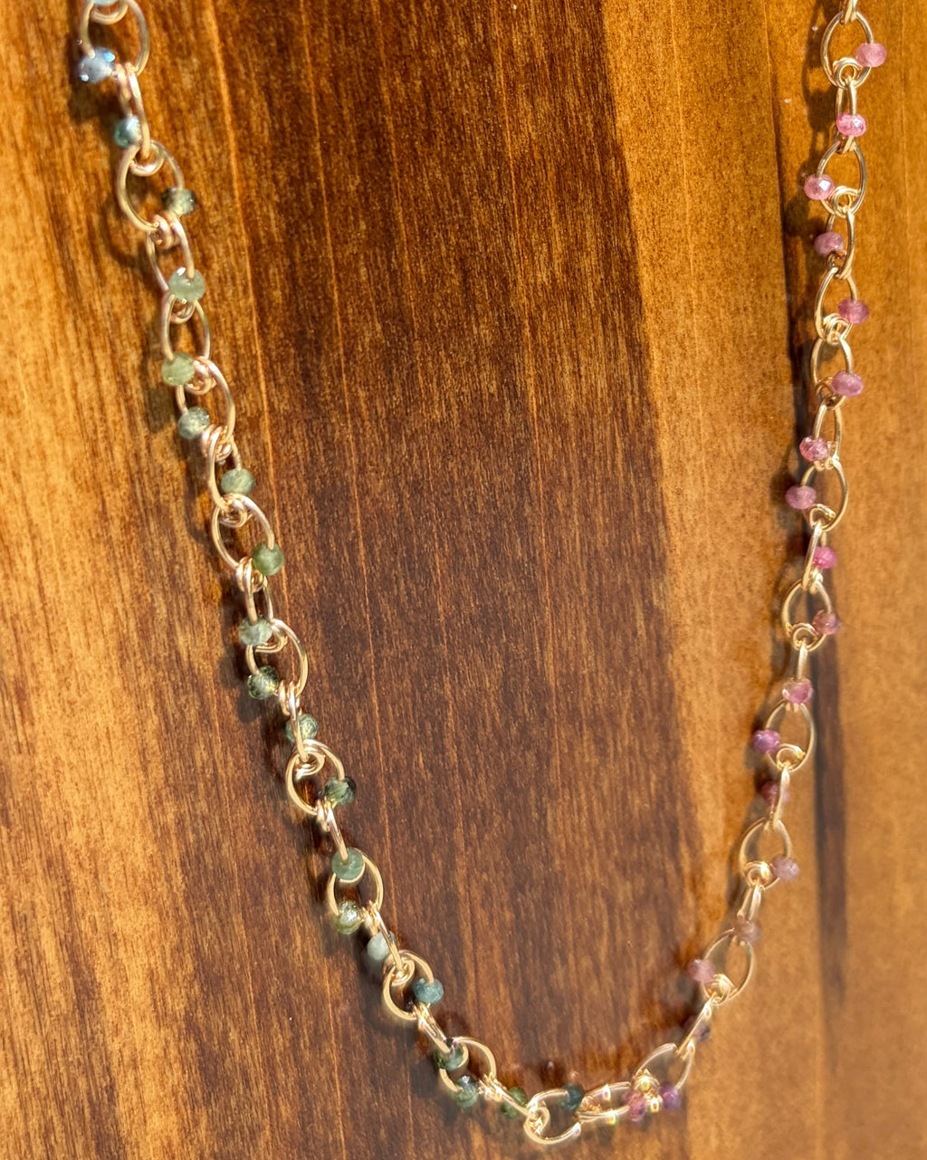 Peace | Handmade Chain Necklace | Rainbow Tourmaline | 14k Gold-Filled