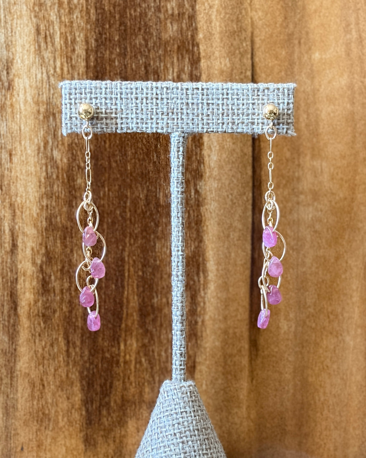 Rose Petals | Dangle Post Earrings | Pink Tourmaline | 14k Gold-Filled