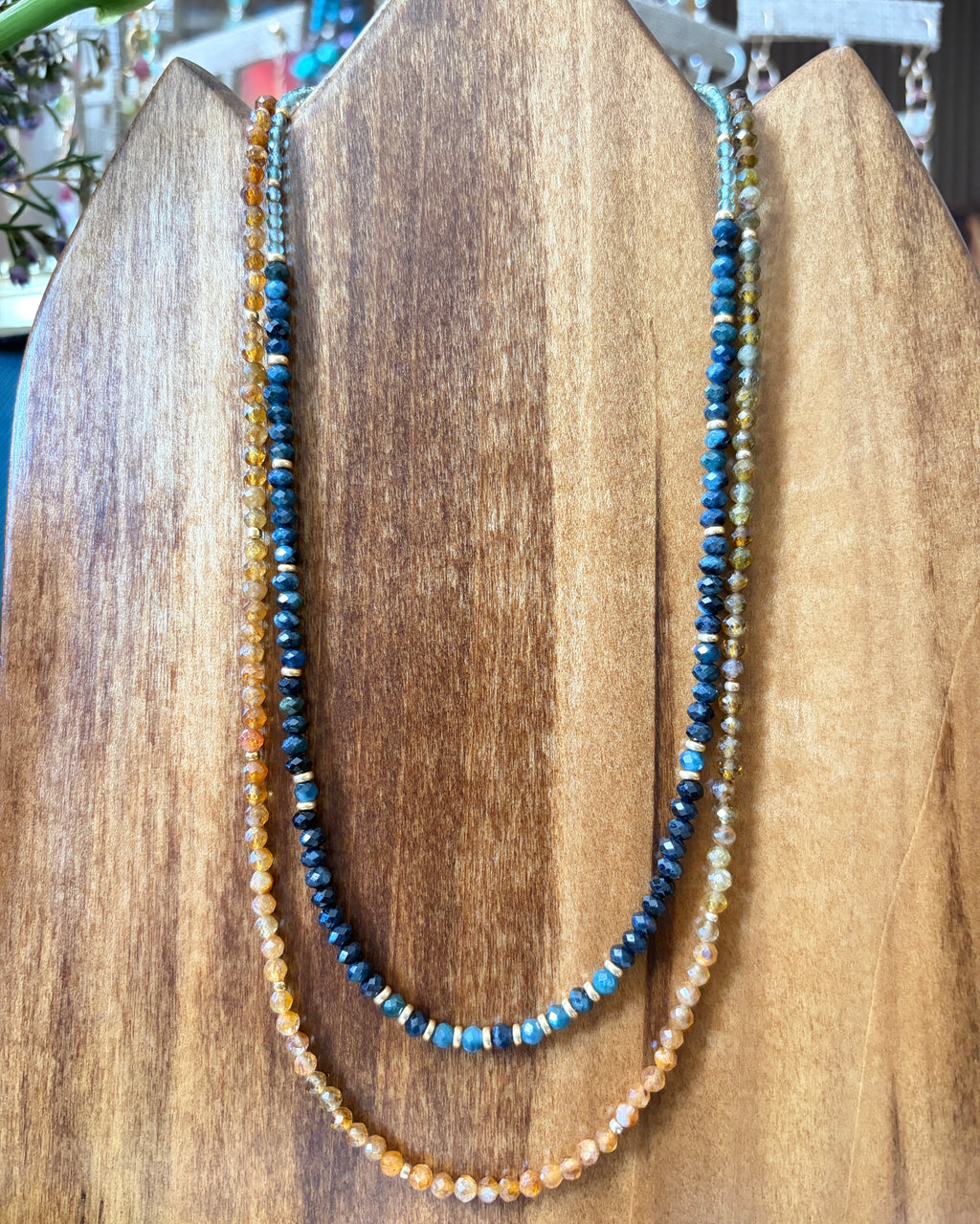 Forest Lush | Beaded Gemstone Necklace | Blue/Green Tourmaline & Quartz | 14k Gold-Filled