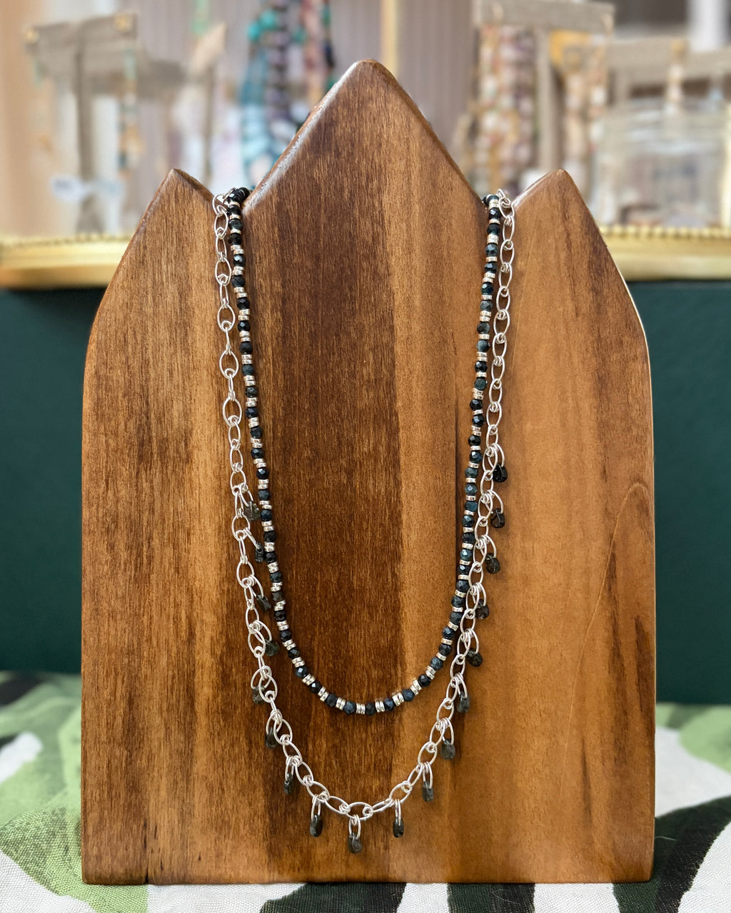 Creativity | Handmade Chain Necklace | Green & Clear Tourmaline | Sterling Silver