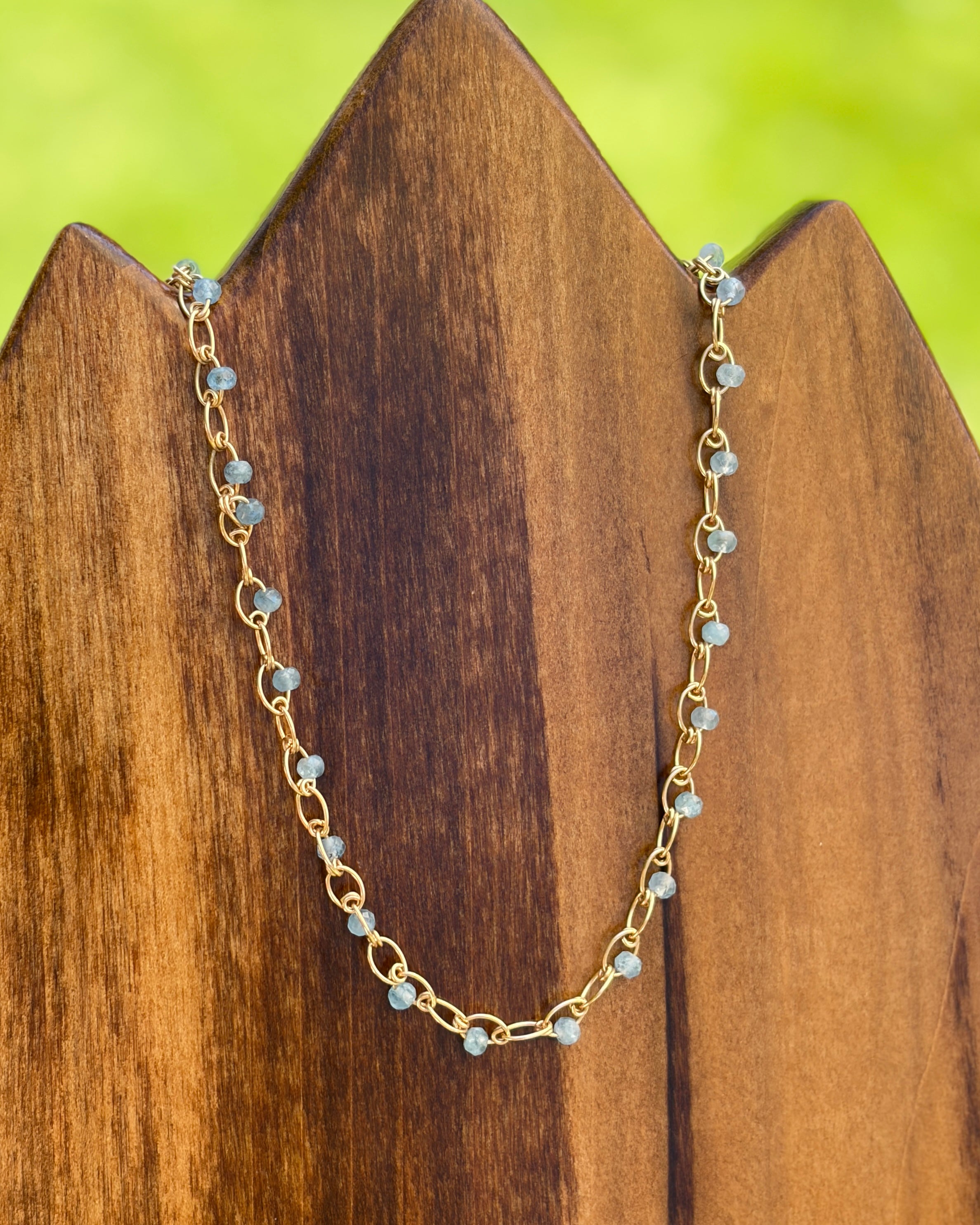 Balance | Handmade Chain Necklace | Aquamarine | 14k Gold-Filled