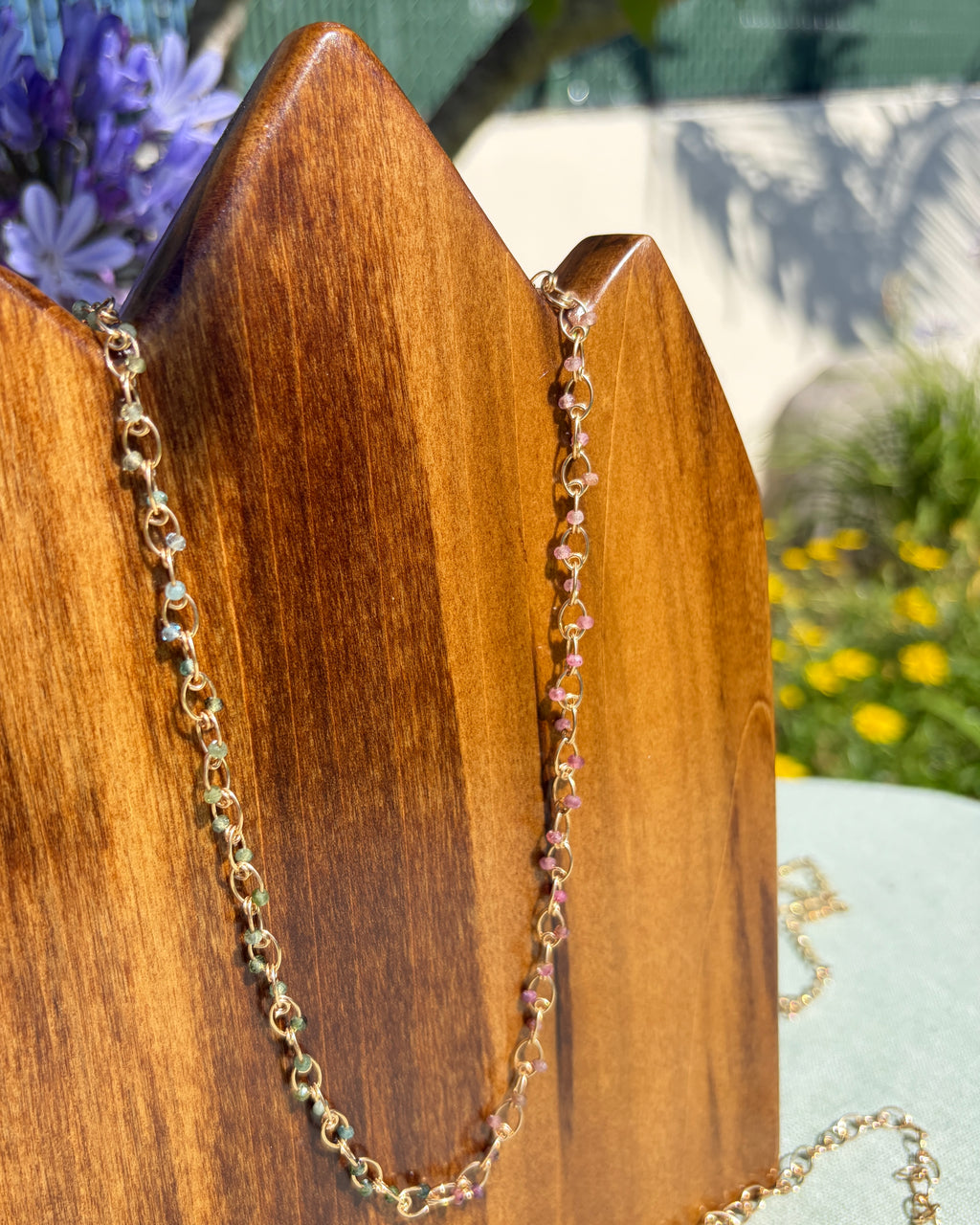 Peace | Handmade Chain Necklace | Rainbow Tourmaline | 14k Gold-Filled