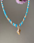 Ocean Whisper | Linked Gemstone Conch Pendant Necklace | Apatite & Moonstone | 14k Gold-Filled