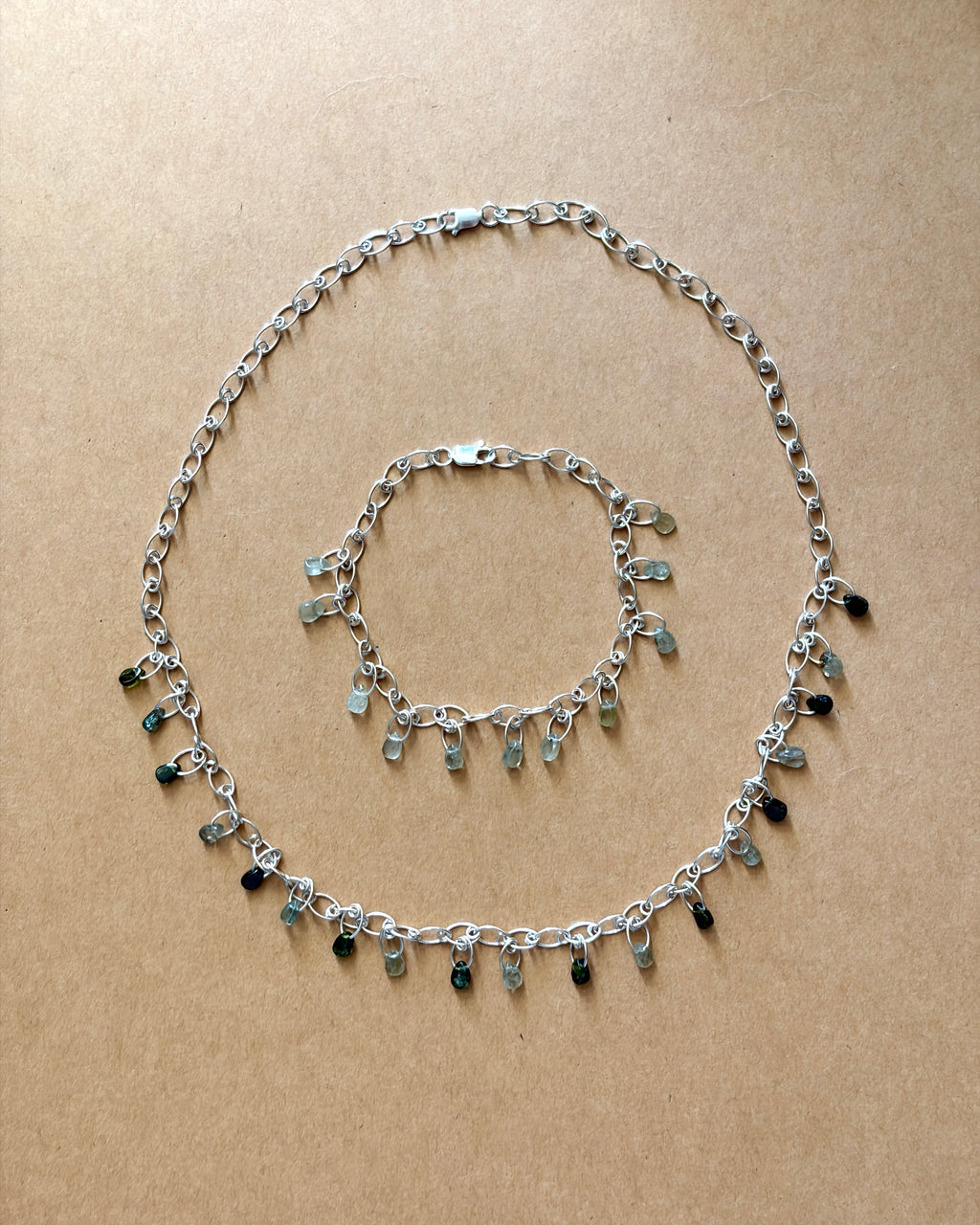 Creativity | Handmade Chain Necklace | Green & Clear Tourmaline | Sterling Silver