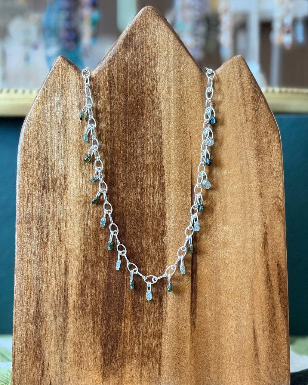 Creativity | Handmade Chain Necklace | Green & Clear Tourmaline | Sterling Silver