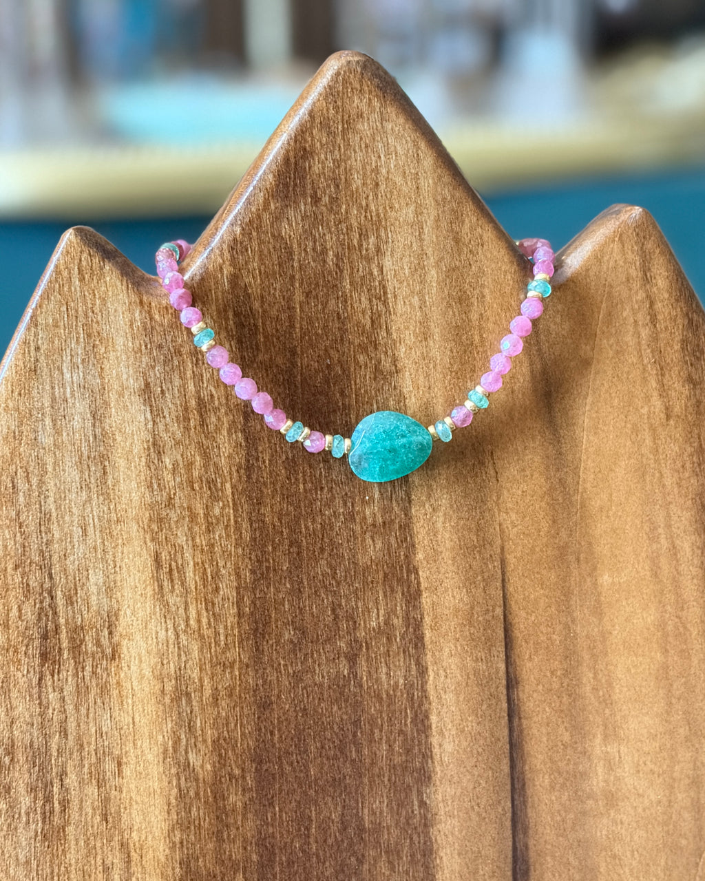Love Stoned | Beaded Gemstone Bracelet | Pink Tourmaline & Green Strawberry Quartz | 14k Gold-Filled