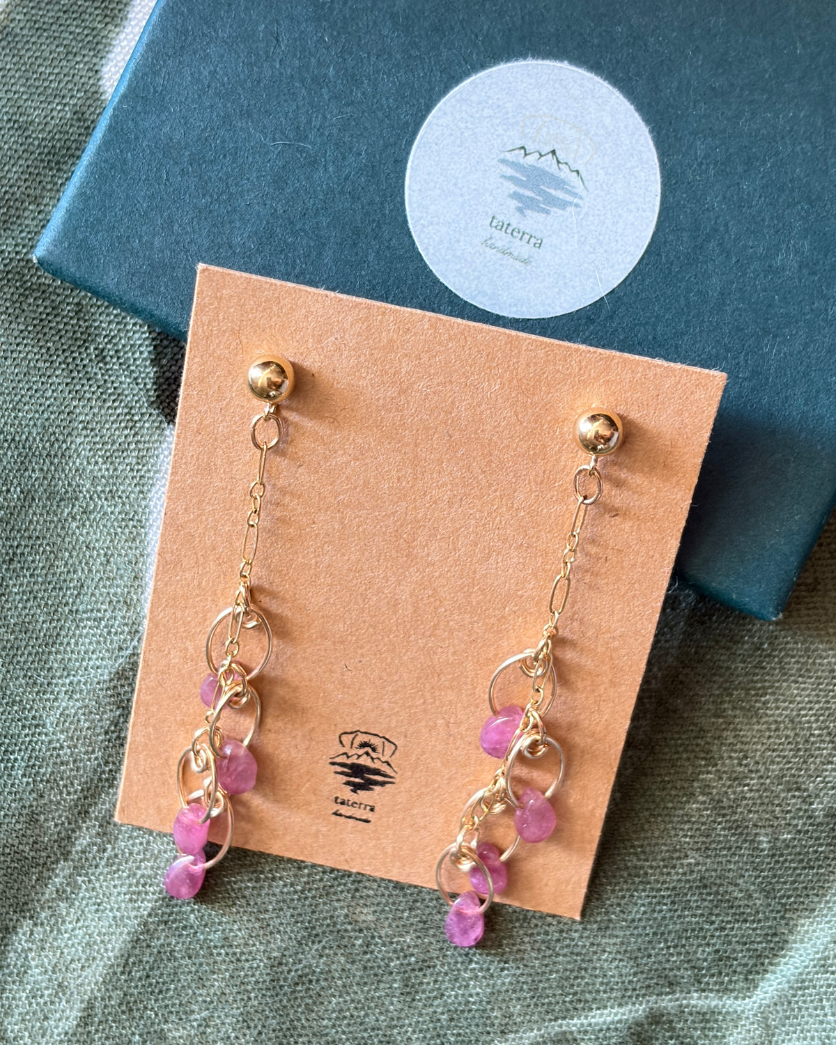 Rose Petals | Dangle Post Earrings | Pink Tourmaline | 14k Gold-Filled