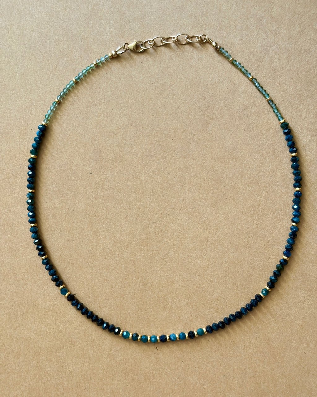 Forest Lush | Beaded Gemstone Necklace | Blue/Green Tourmaline & Quartz | 14k Gold-Filled