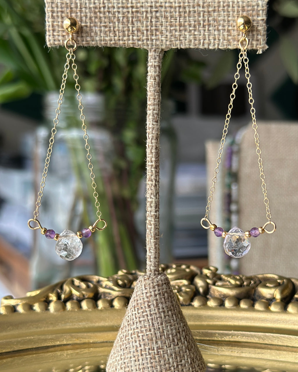 Lavender Rain | Drop Chain Post Earrings | Lavender Amethyst | 14k Gold-Filled