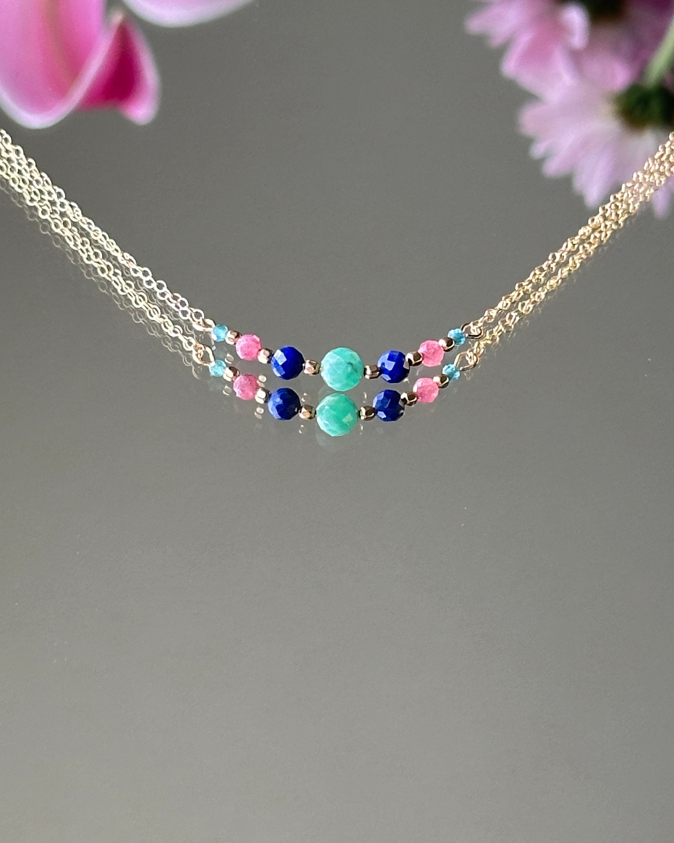 Anchors Away | Gemstone Focal Chain Necklace | Emerald, Lapis, Ruby, Apatite | 14k Gold-Filled