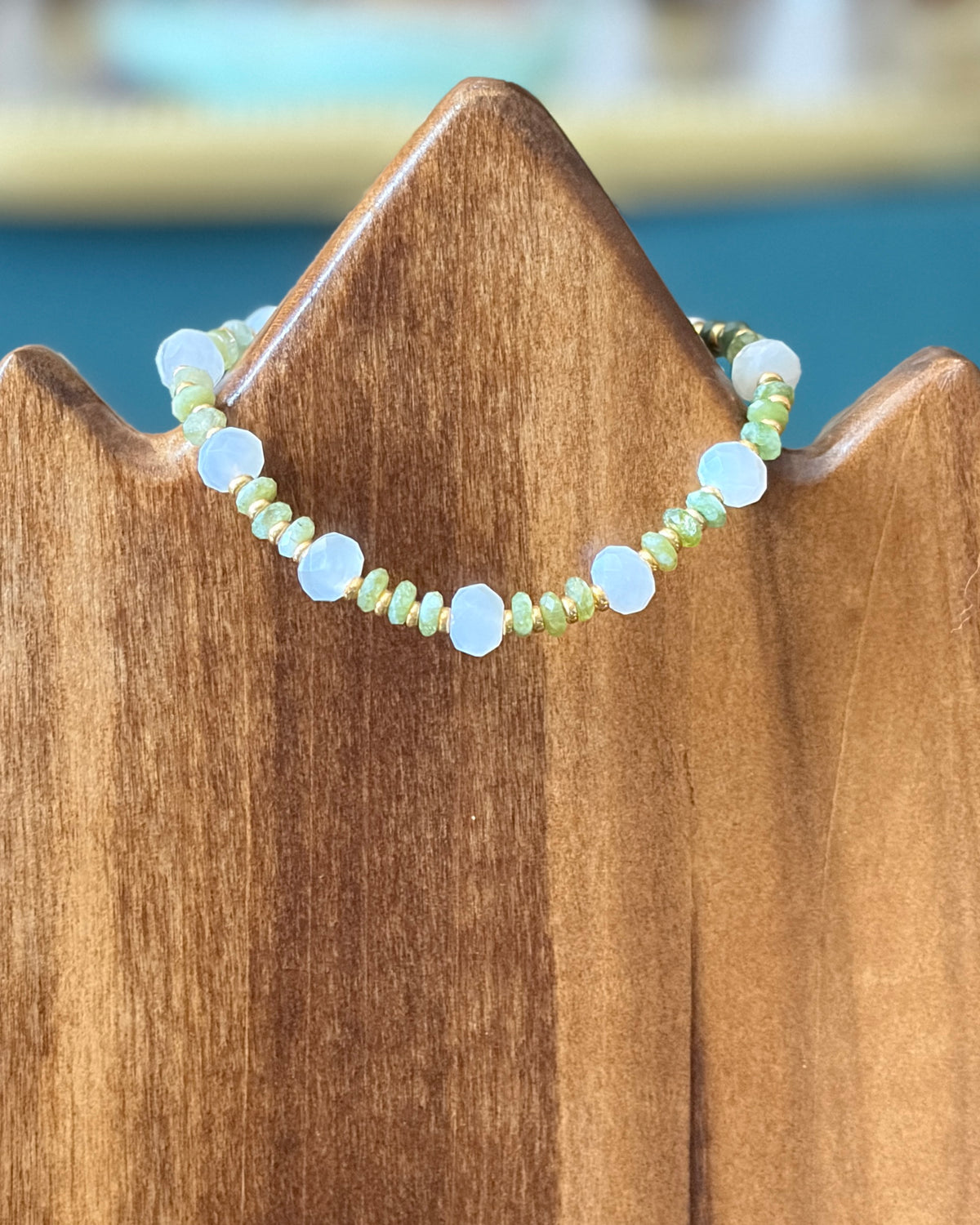 Moon Charged | Beaded Gemstone Bracelet | Green Tourmaline & Moonstone | 14k Gold-Filled