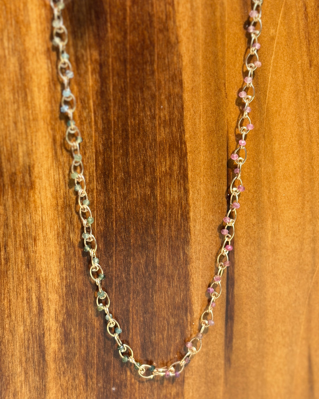 Peace | Handmade Chain Necklace | Rainbow Tourmaline | 14k Gold-Filled