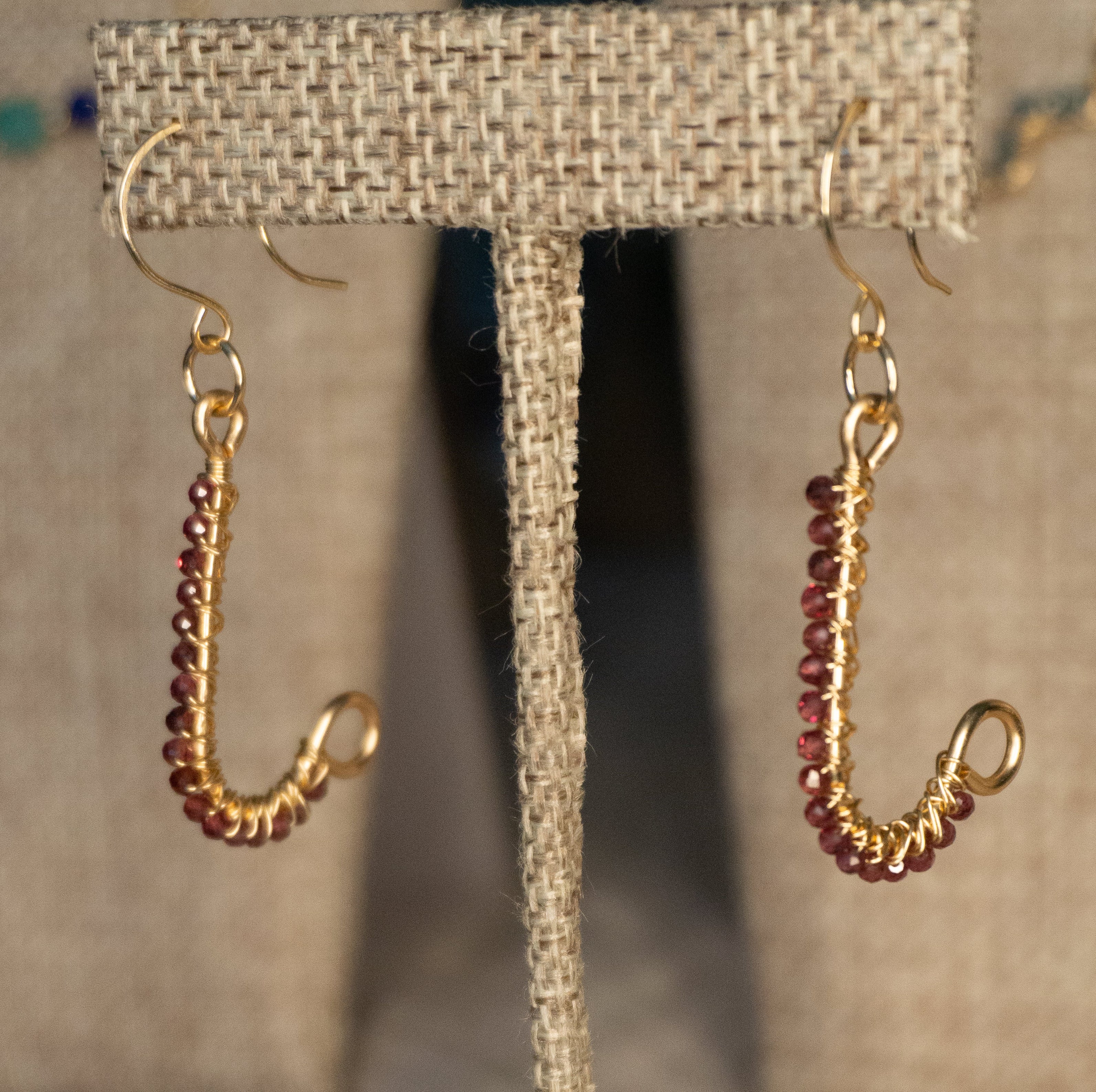 Jam You Berry | Wire Wrapped Abstract Earrings | Garnet | 14k Gold-Filled