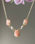 Peachy Keen | Linked Gemstone Focal Chain Necklace | Sunstone & Moonstone | 14k Gold-Filled