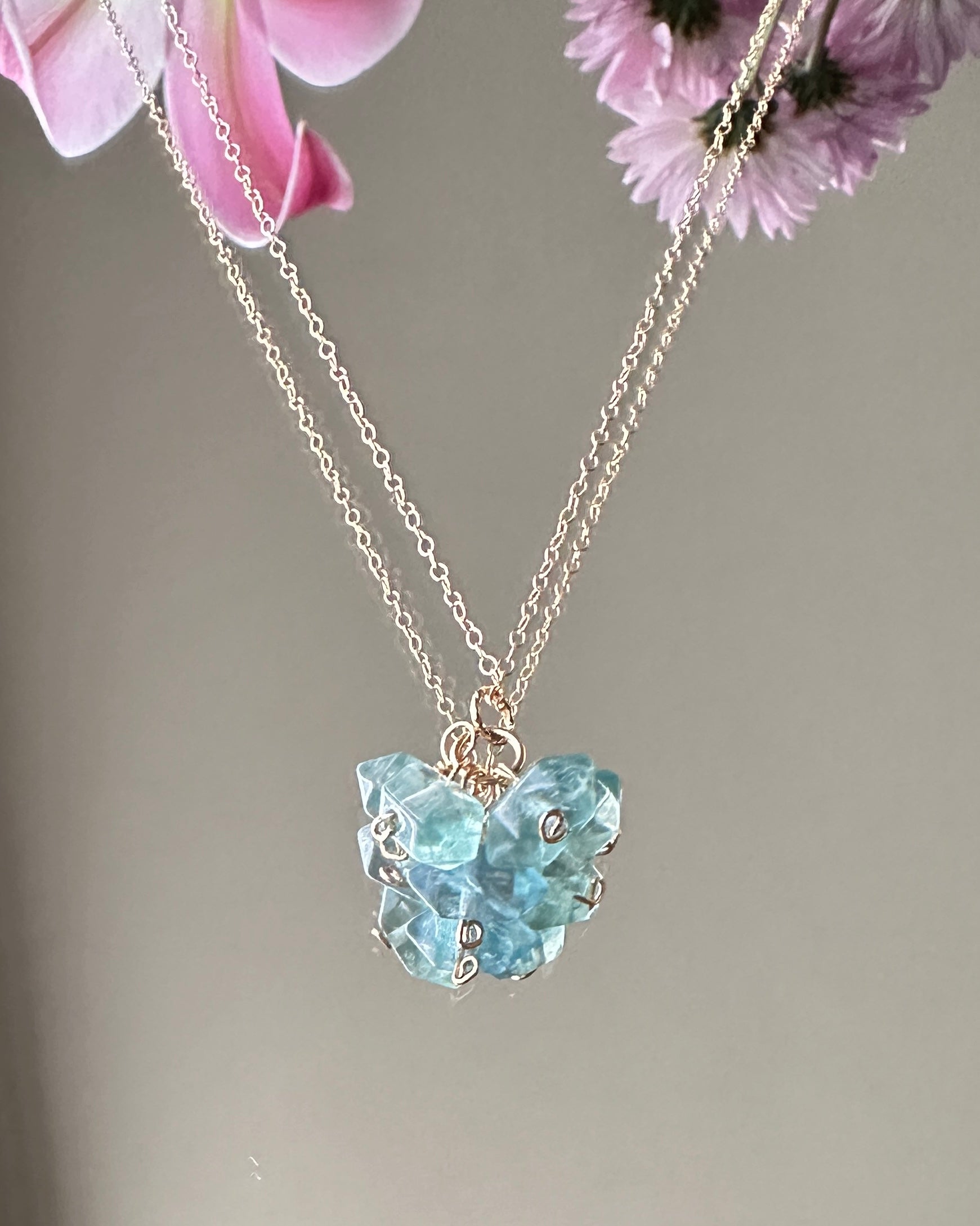 Willow Mist | Dainty Cluster Pendant Necklace | Green Fluorite | 14k Gold-Filled