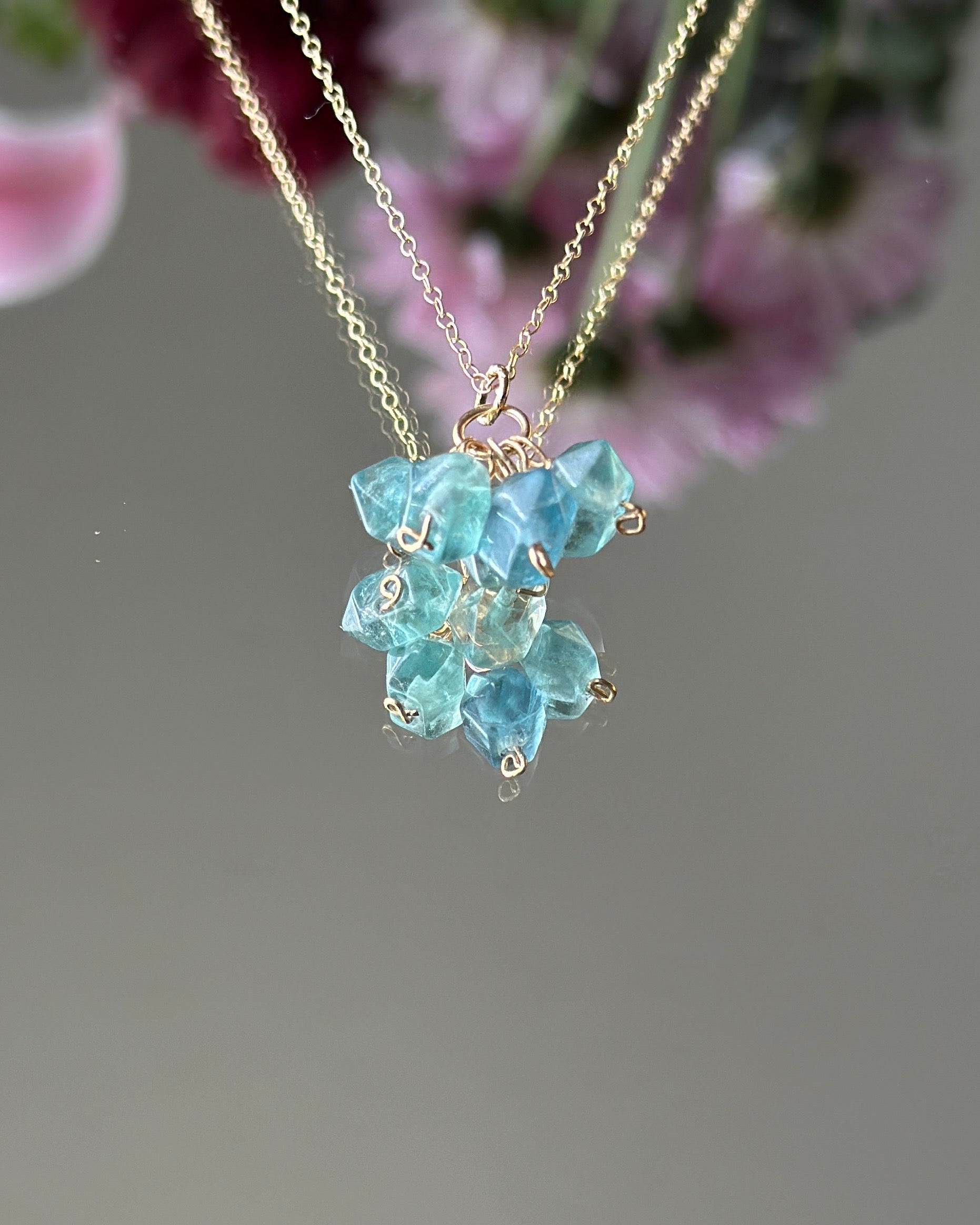 Willow Mist | Dainty Cluster Pendant Necklace | Green Fluorite | 14k Gold-Filled