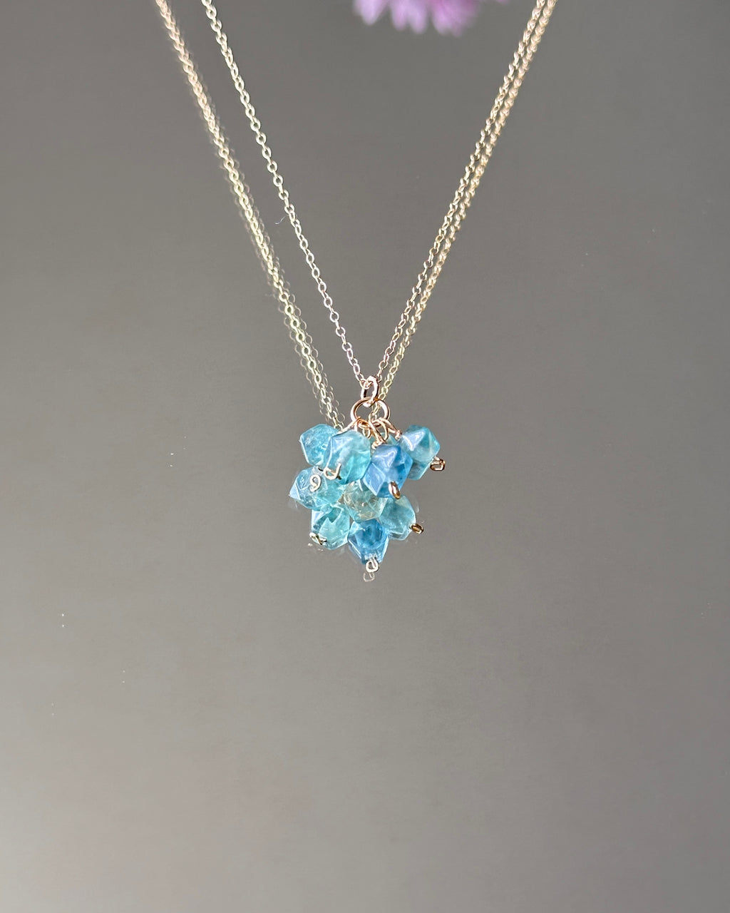 Willow Mist | Dainty Cluster Pendant Necklace | Green Fluorite | 14k Gold-Filled