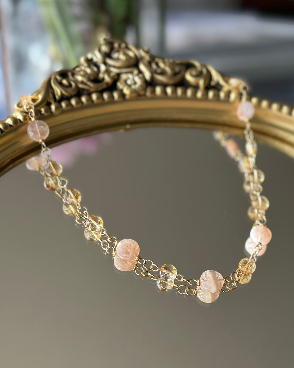 Sun Kissed | Linked Gemstone Necklace | Citrine & Sunstone | 14k Gold-Filled