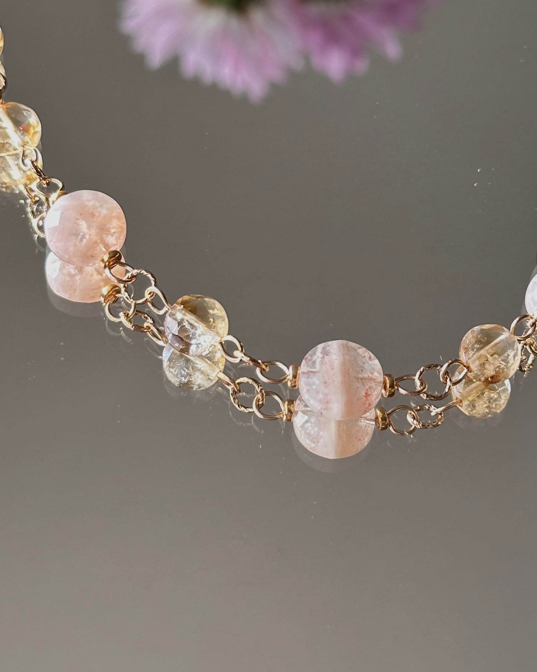 Sun Kissed | Linked Gemstone Necklace | Citrine & Sunstone | 14k Gold-Filled