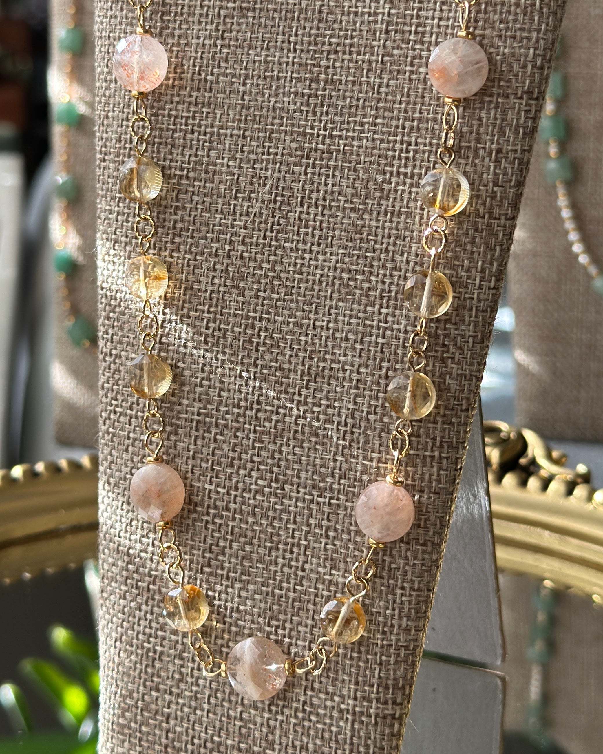 Sun Kissed | Linked Gemstone Necklace | Citrine & Sunstone | 14k Gold-Filled