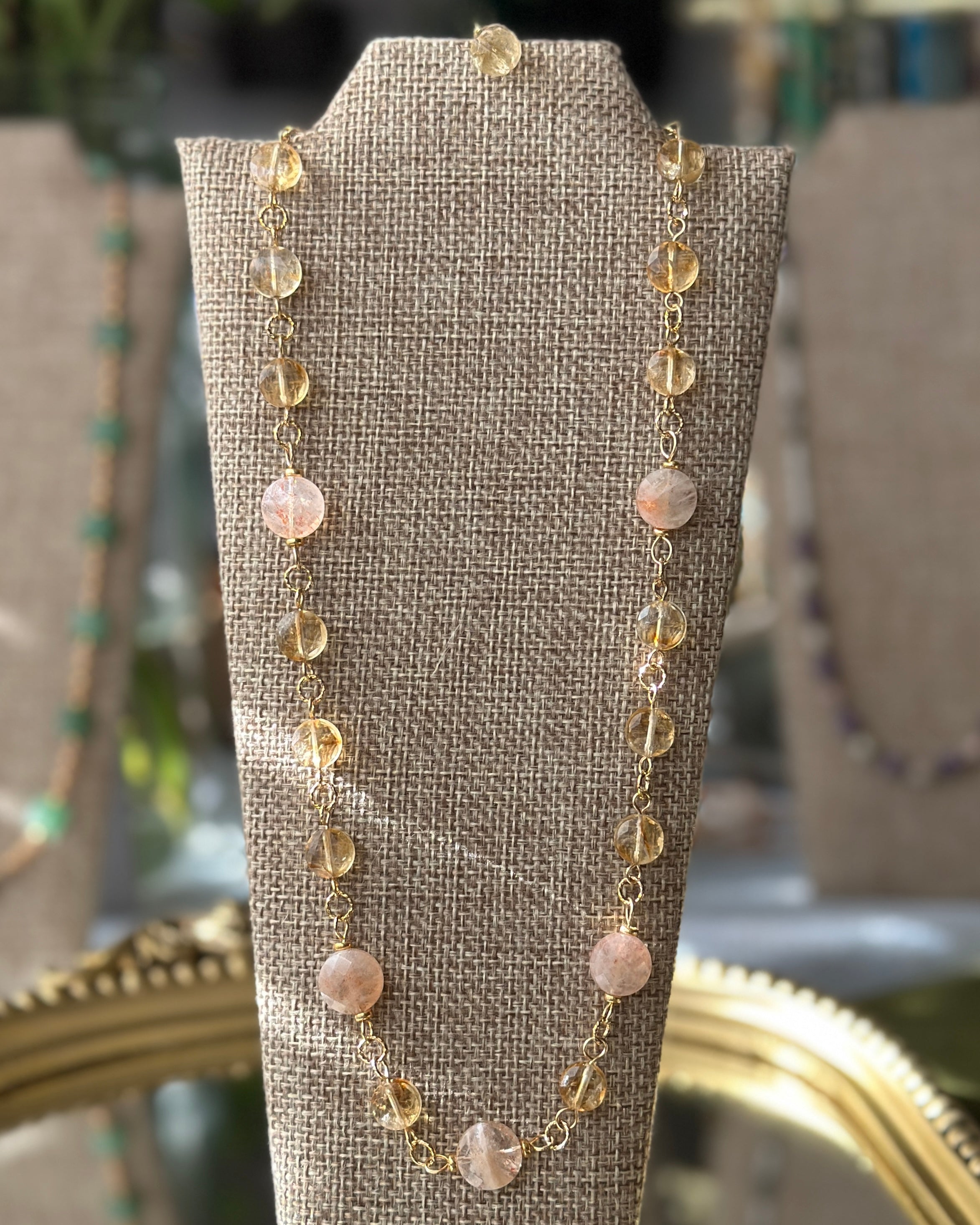 Sun Kissed | Linked Gemstone Necklace | Citrine & Sunstone | 14k Gold-Filled